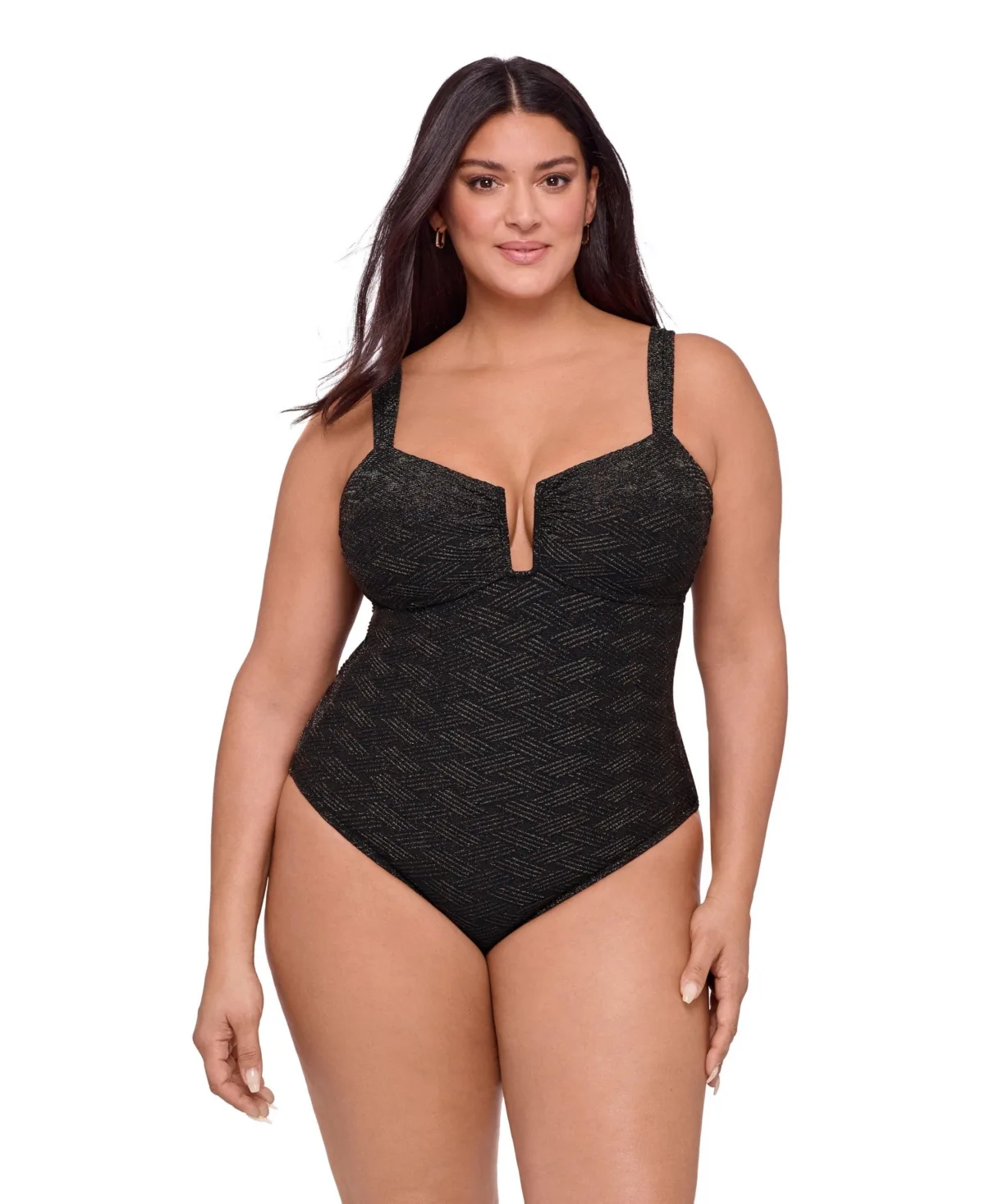 Smoothing and Sculpting Basket Weave Sweetheart U-Wire One-Piece Swimsuit by S3 Apparel