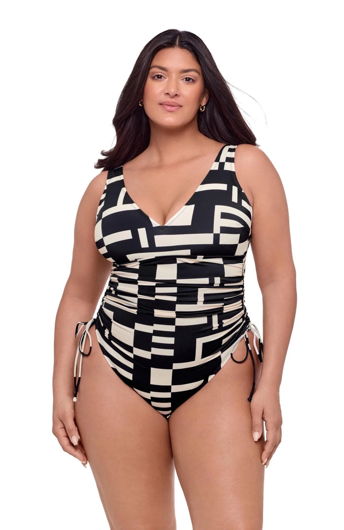 Smoothing and Sculpting Adjustable Low Cinched One-Piece Swimsuit by S3 Apparel