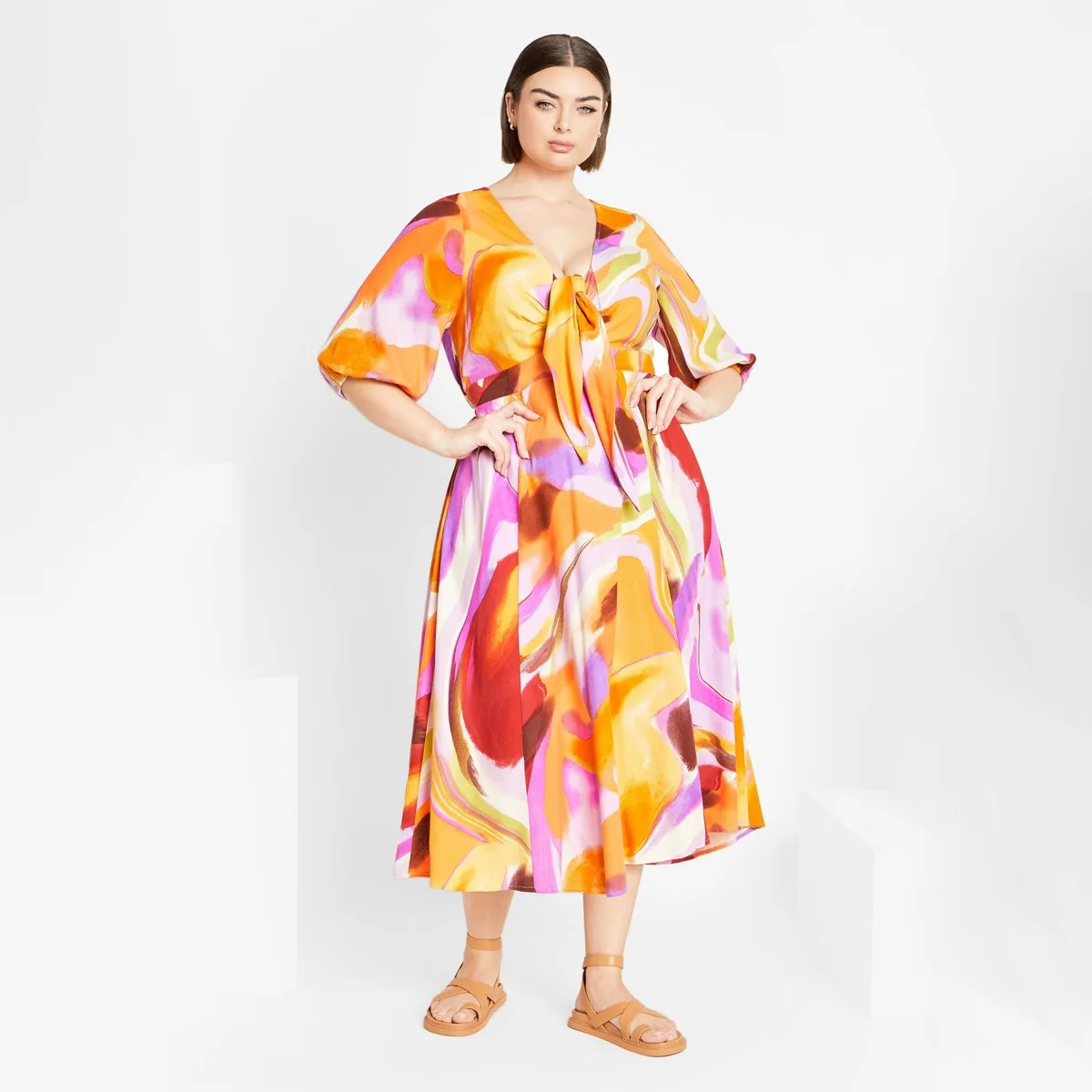 Tie Print Dress by City Chic