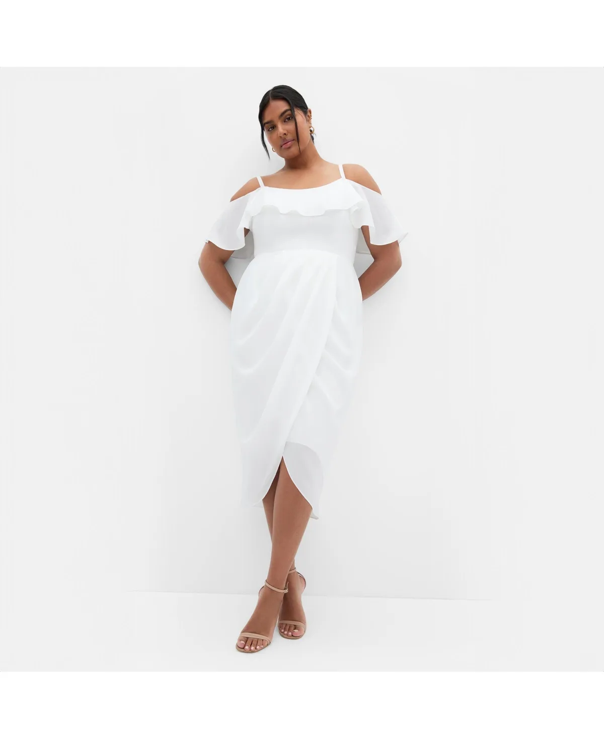 Flirtation Drape Midi Dress by City Chic
