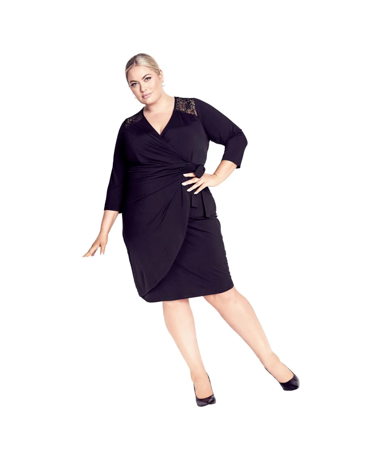 Deanna Wrap Lace Dress by Avenue