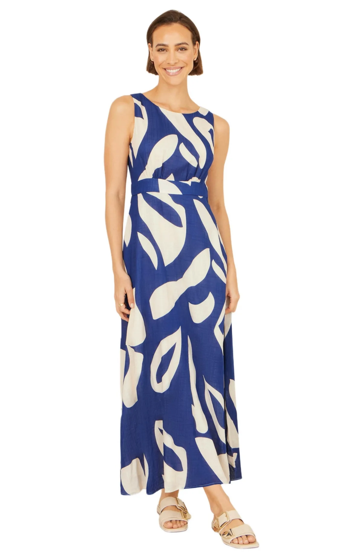 Cotton Abstract Print Maxi Dress