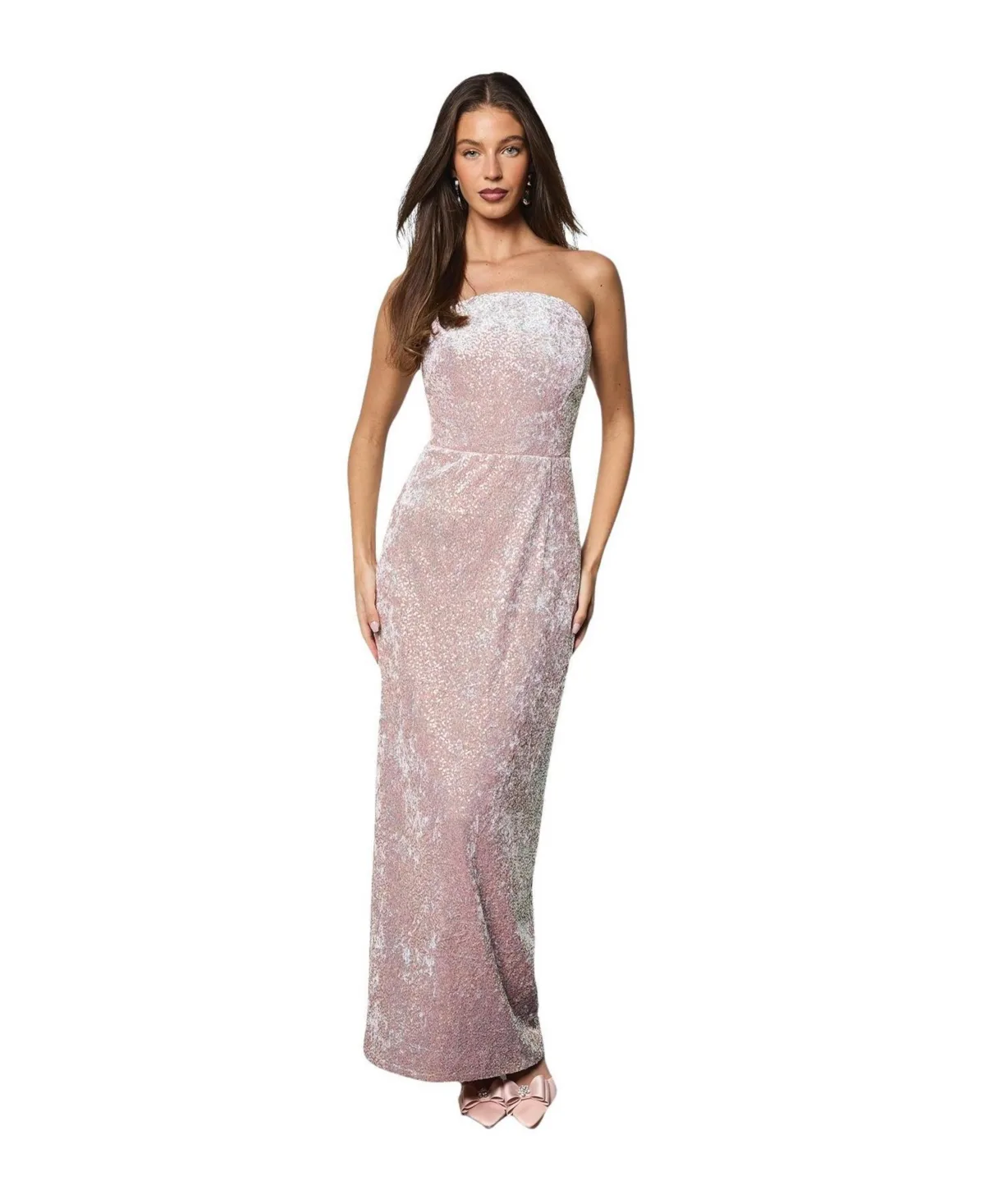 Sequin Bandeau Neck Column Dress by Coast