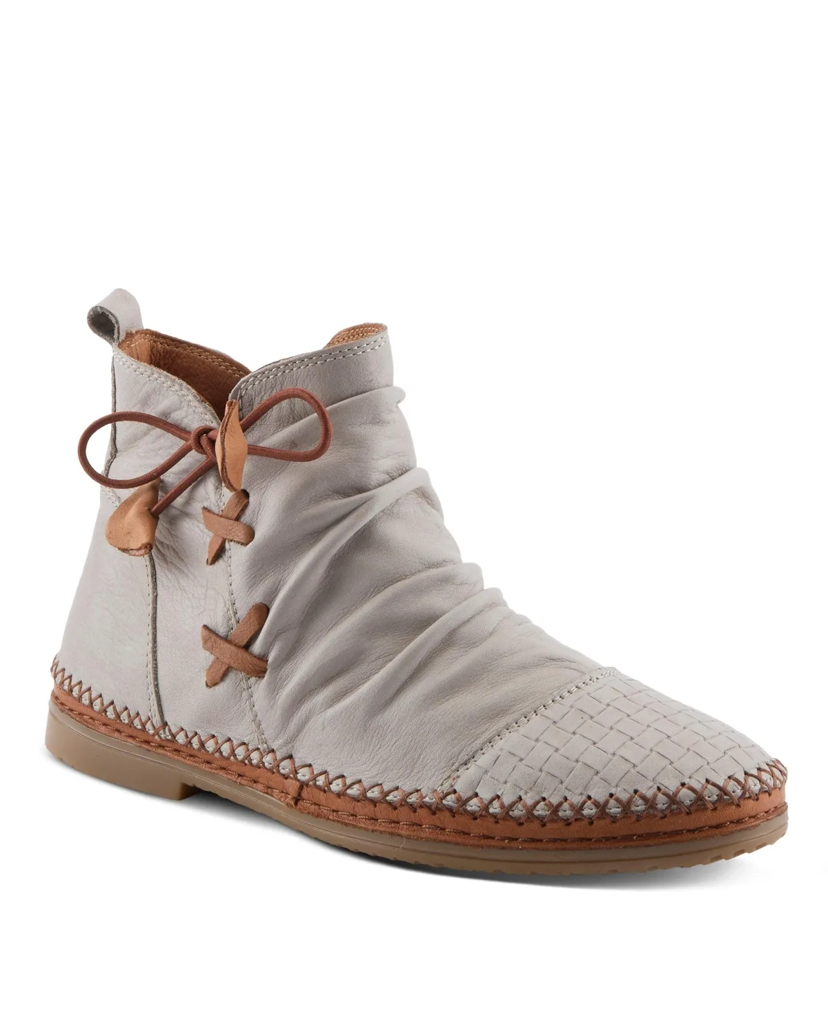 Pomeroy Leather Booties with Basketweave Toe and Lightweight Flexible Sole by Spring Step