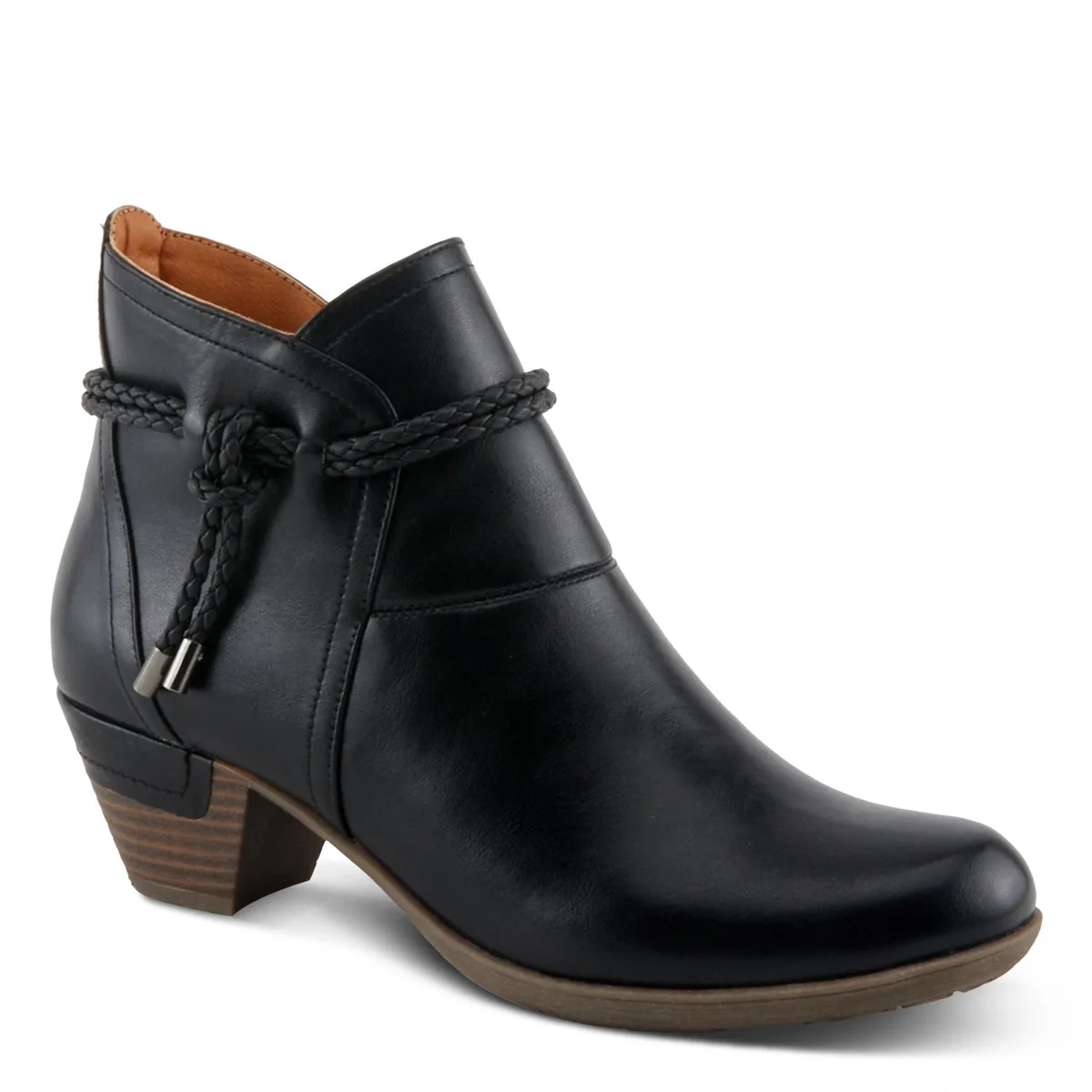 Stacked Heel Decorative Lace Detail Ankle Booties