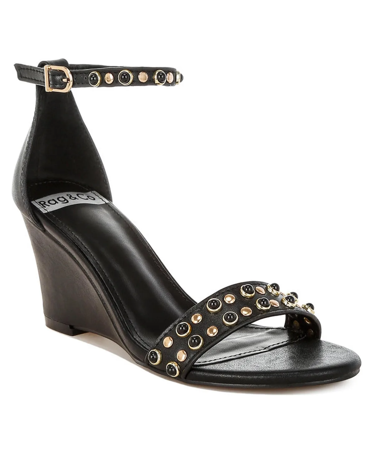 Nidara Studs Embellished Genuine Leather Sandals