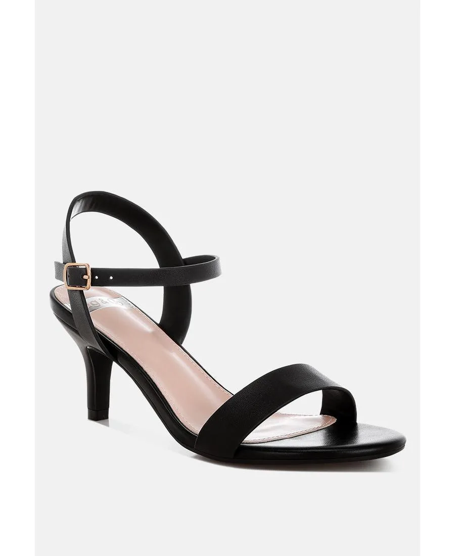 Tomari Pin Buckle Kitten Heel Sandals
