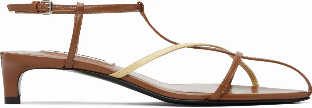 Tan Cage Low Heeled Sandals