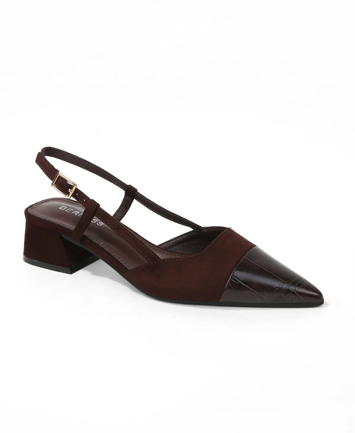 Fay Croco Texture Toe Cap Low Block Heel Slingback by Berness