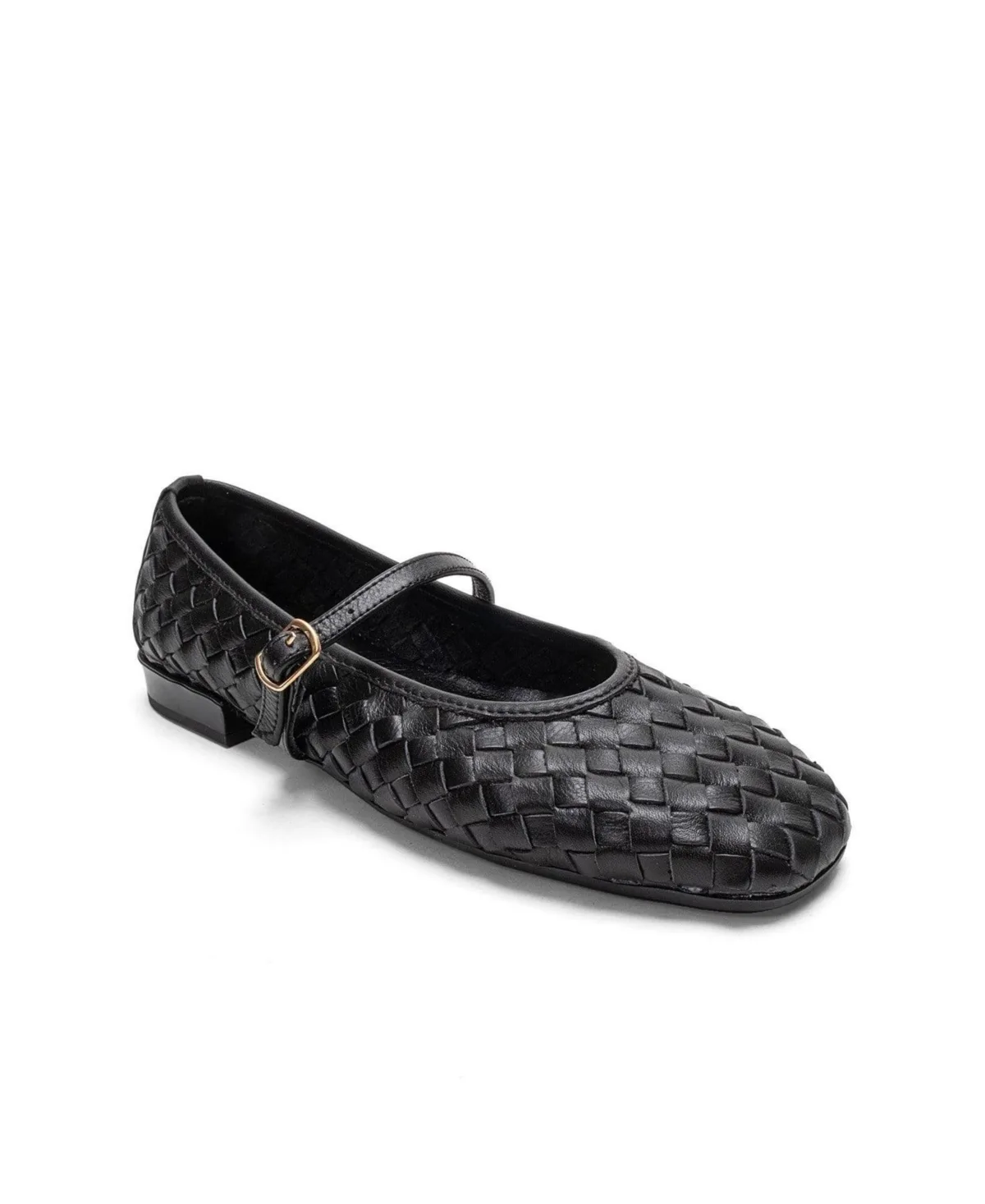 Yevora Leather Woven Strap Ballet Flat