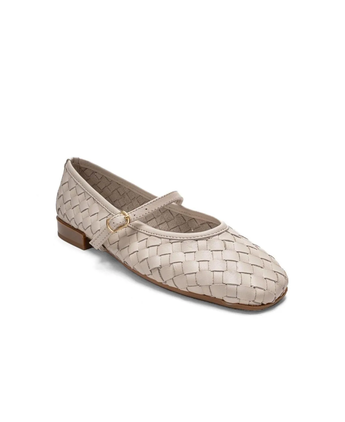 Yevora Leather Woven Strap Ballet Flat