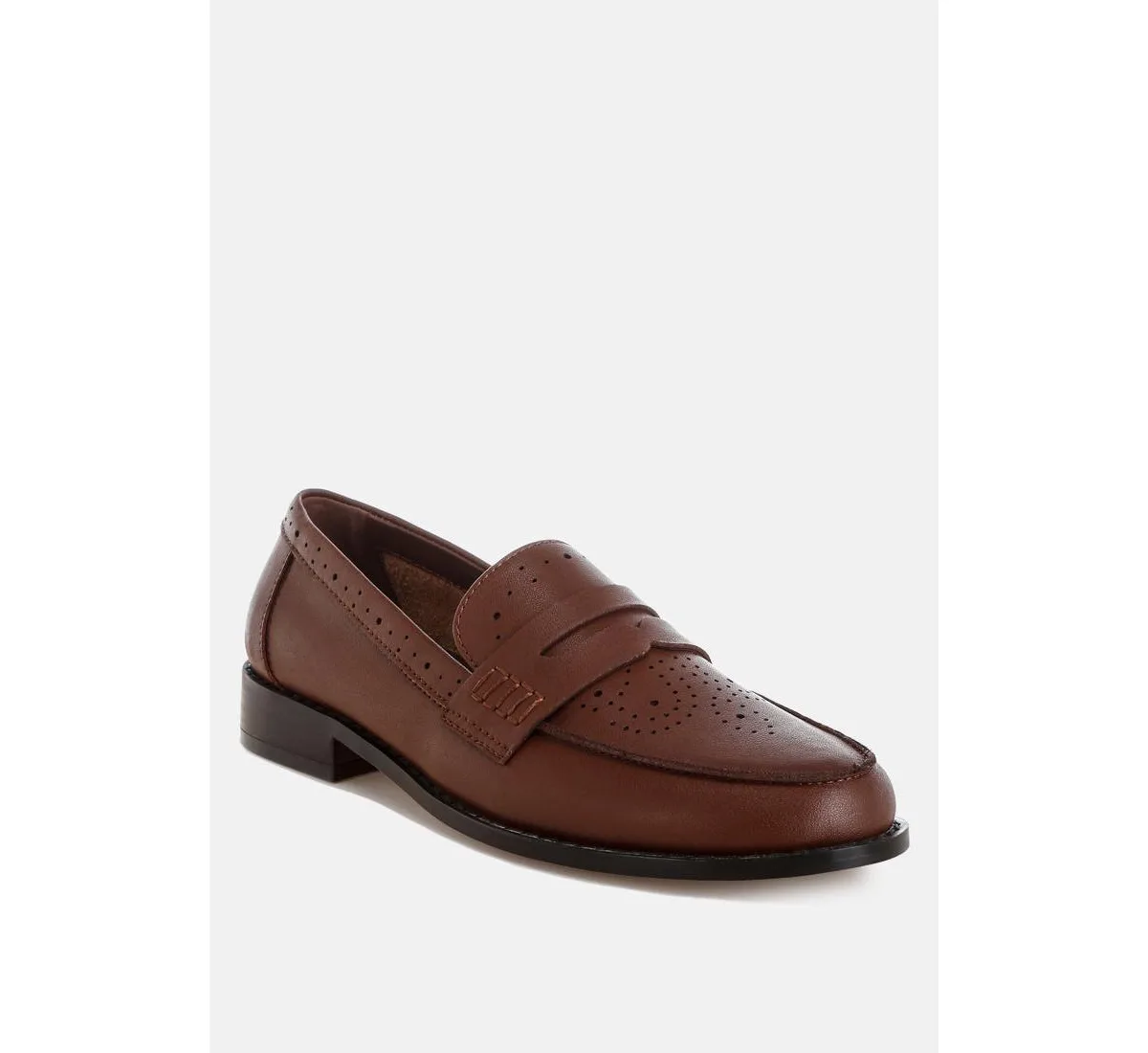 Clotilda Perforated Low Heel Loafers by Rag & Co