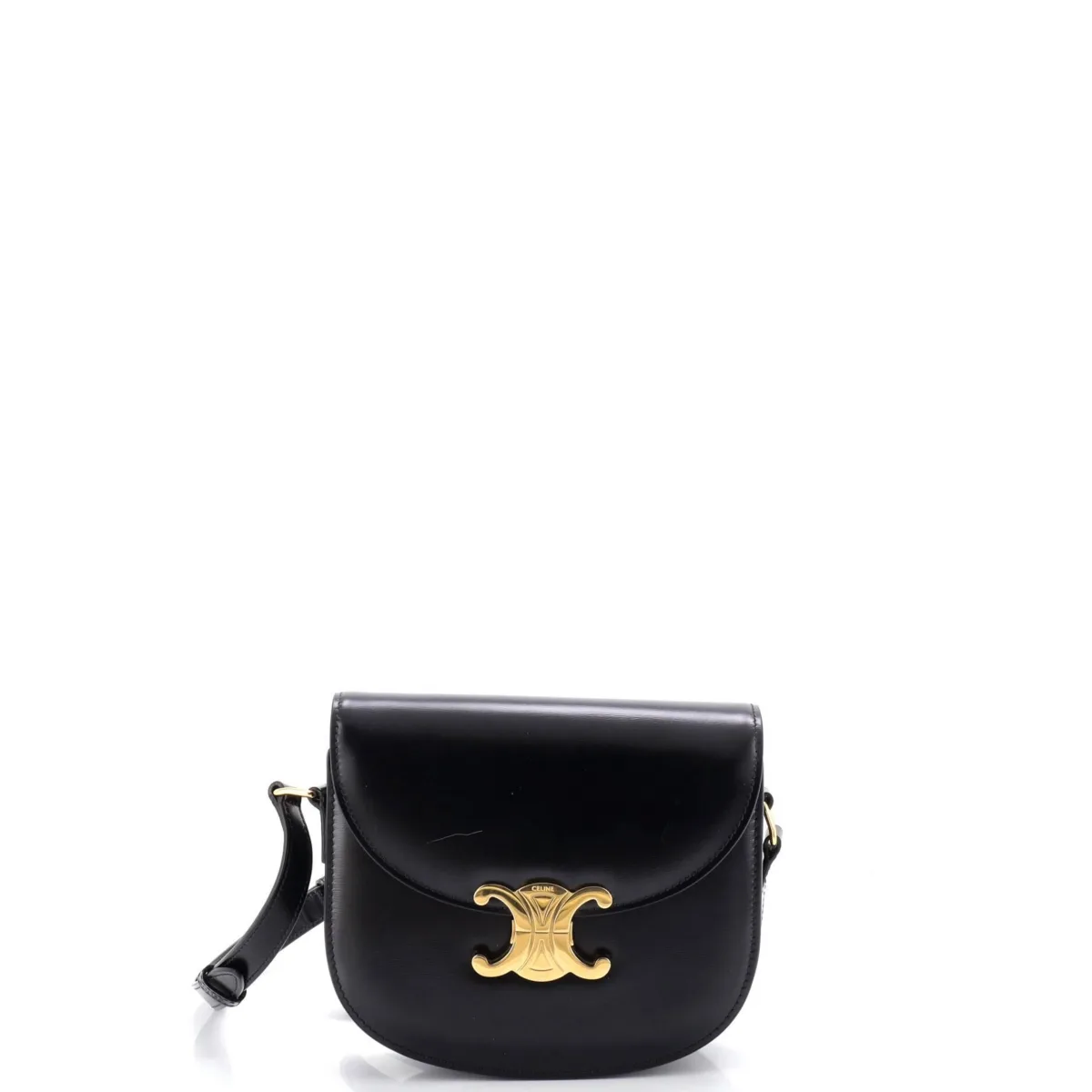 Triomphe Besace Clea Flap Bag Leather by Pre-owned Celine
