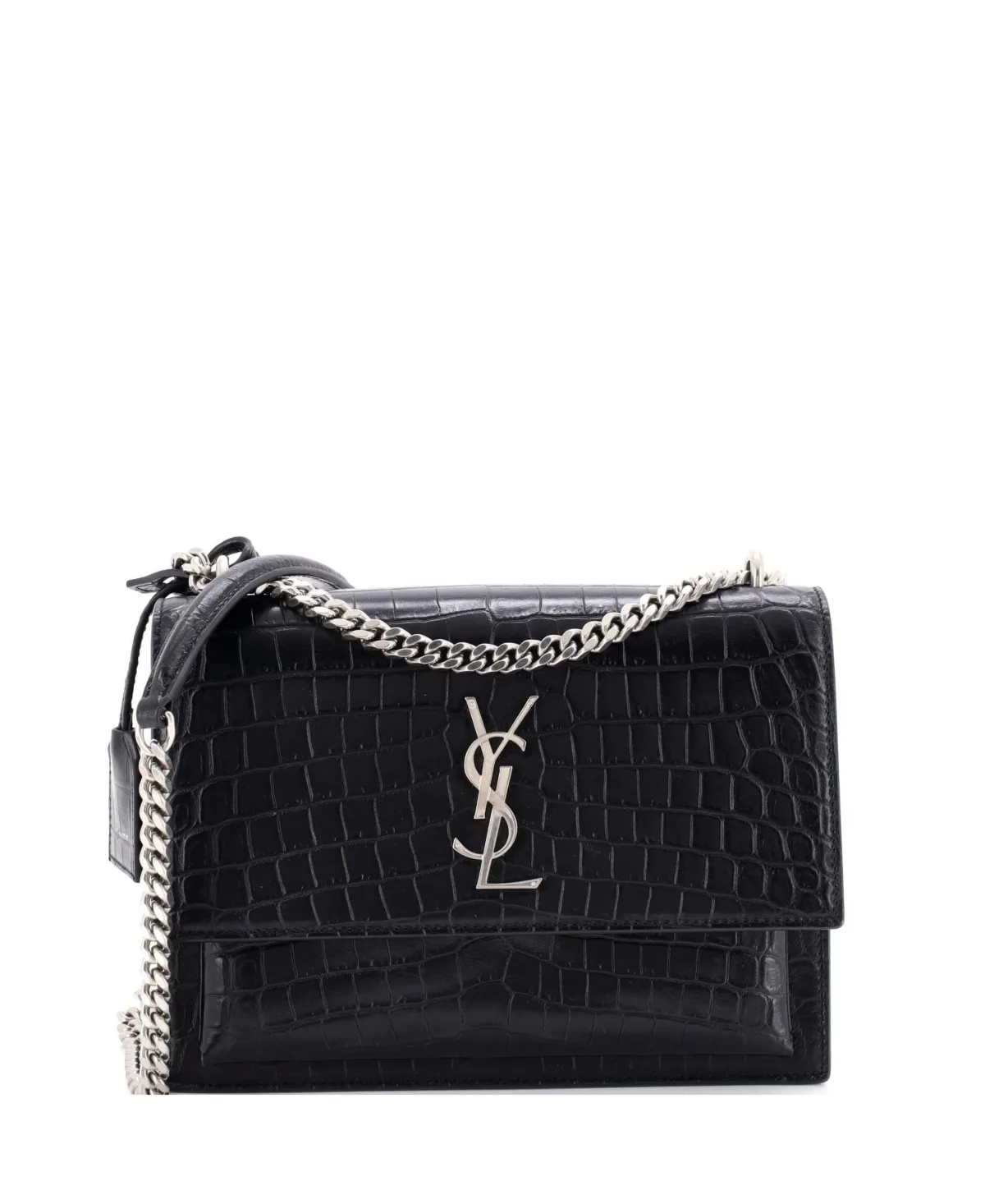 Medium Sunset Crossbody Bag Embossed Leather by Pre-owned Saint Laurent