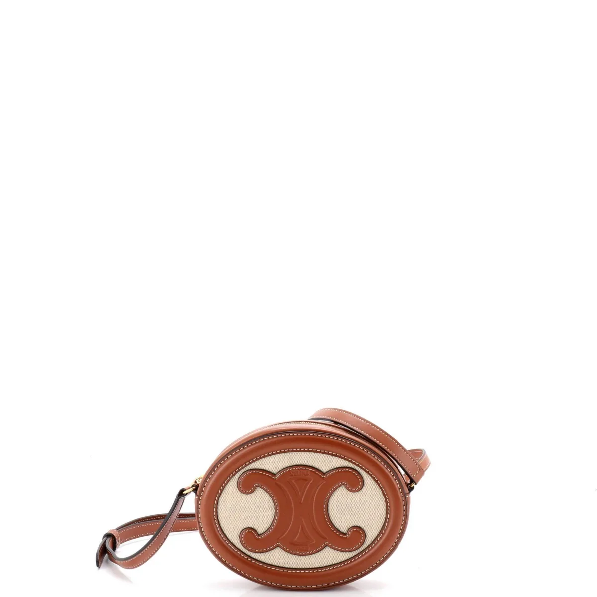 Triomphe Oval Crossbody Bag Canvas and Leather by Pre-owned Celine