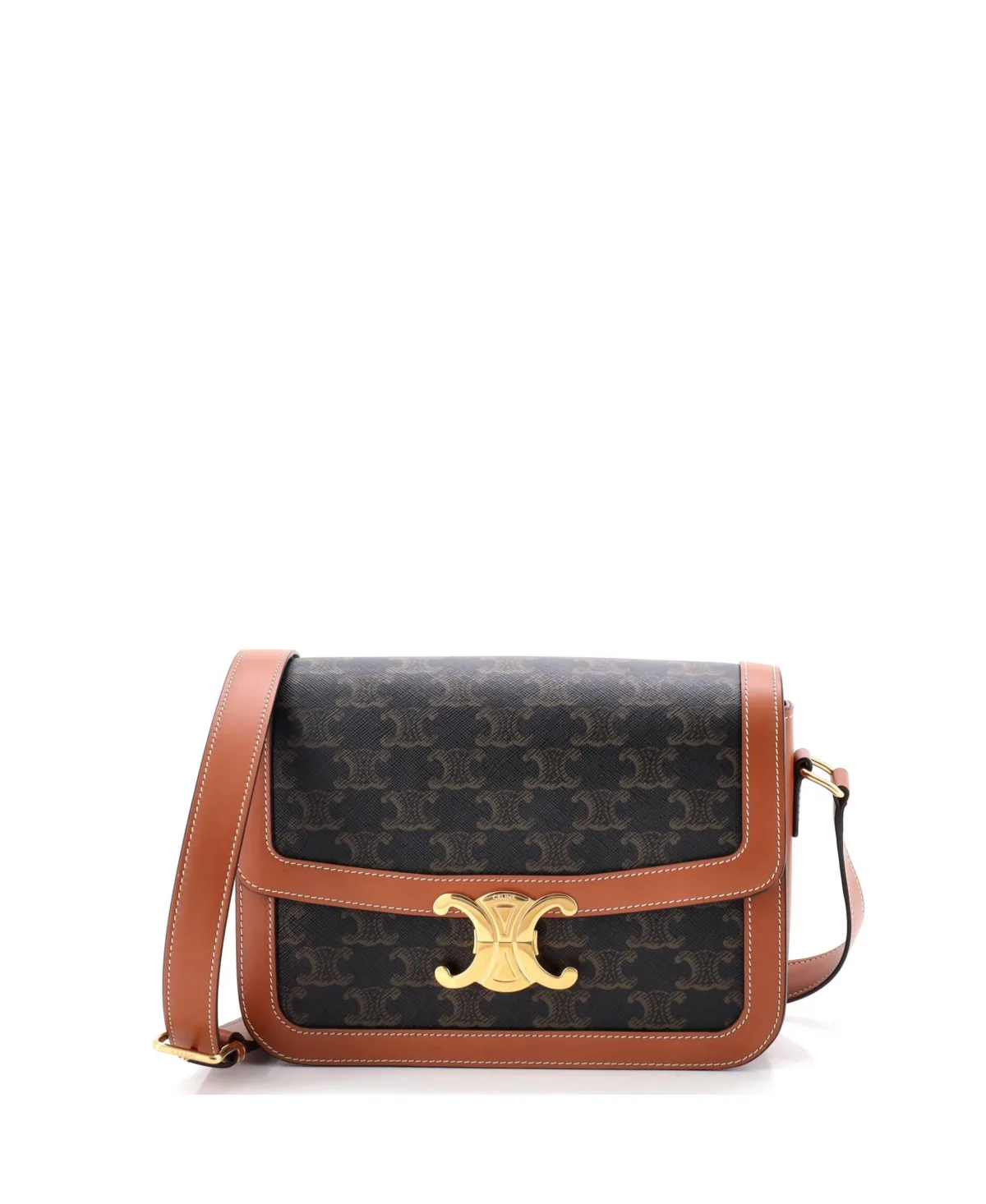 Medium Triomphe Shoulder Bag Triomphe Coated Canvas by Pre-owned Celine