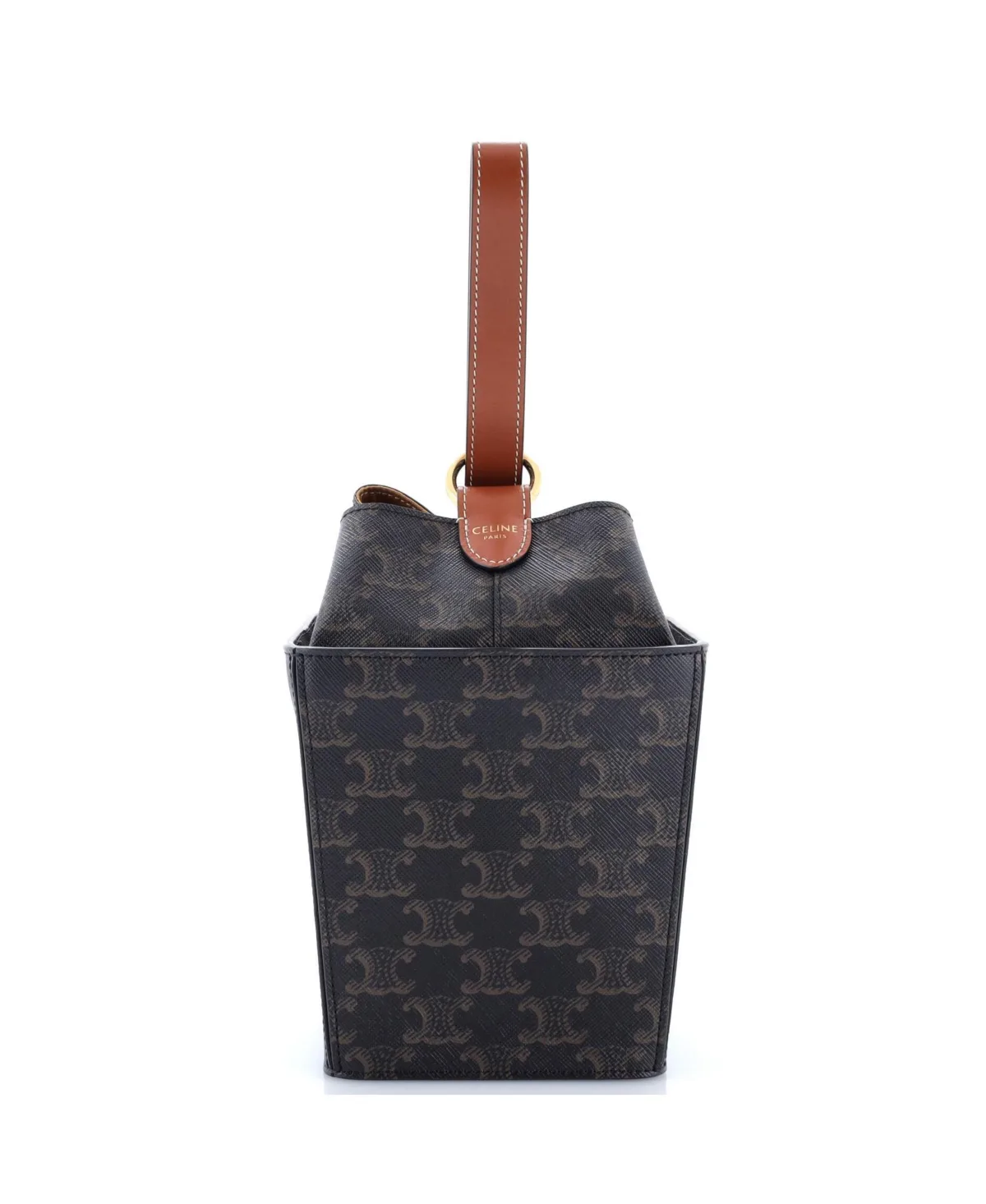 Strap Box Top Handle Bag Triomphe Coated Canvas by Pre-owned Celine