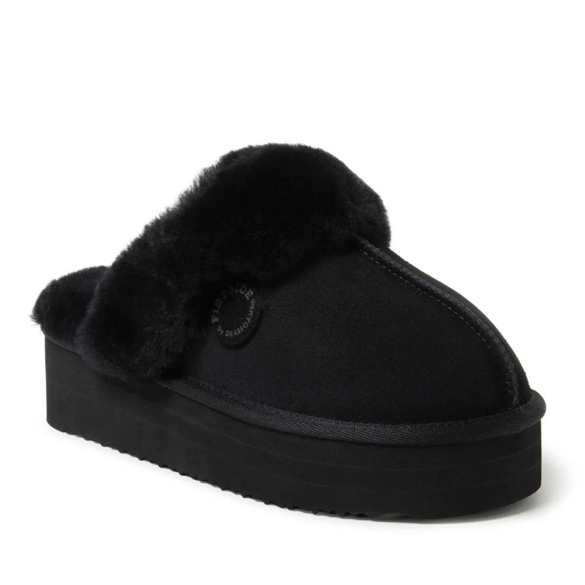 Fireside by Dearfoams Melton Genuine Shearling Platform Scuff Slipper by Dearfoams