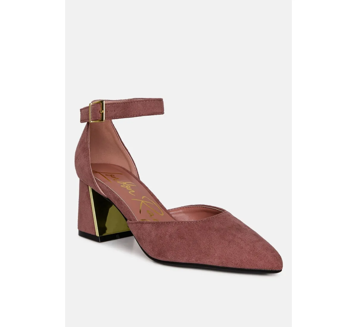 Rory Metallic Sling Detail Block Heel Sandals by London Rag