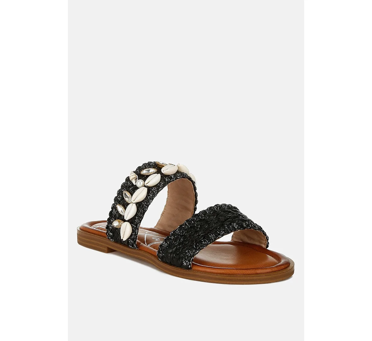 Shellfish Raffia Slip on Sandals by London Rag