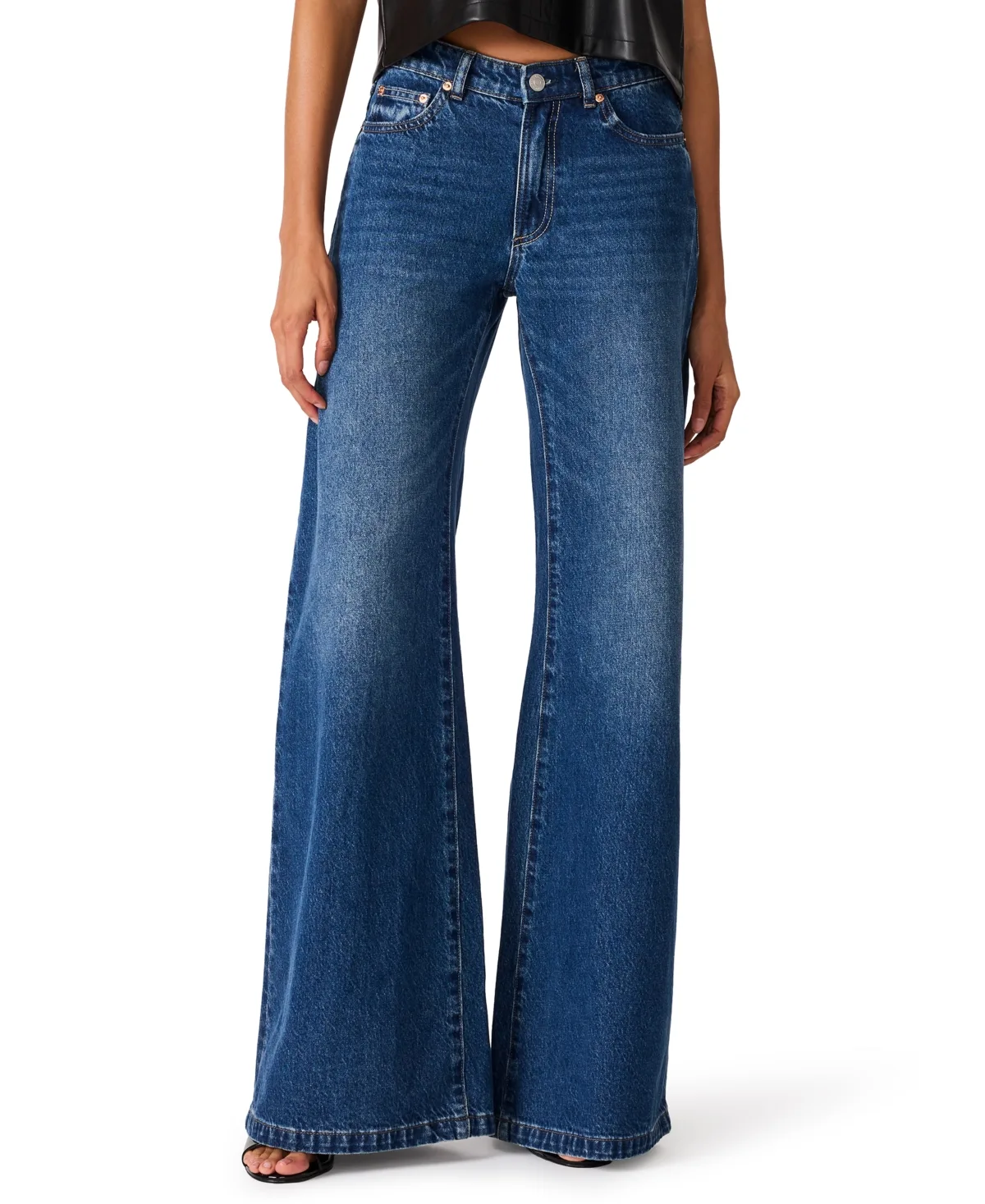 Mid-Rise Wide-Leg Flare Jeans by Steve Madden