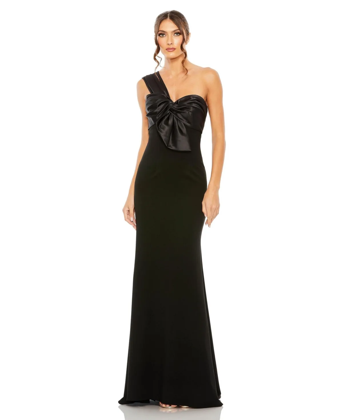 One Shoulder Draped Trumpet Gown