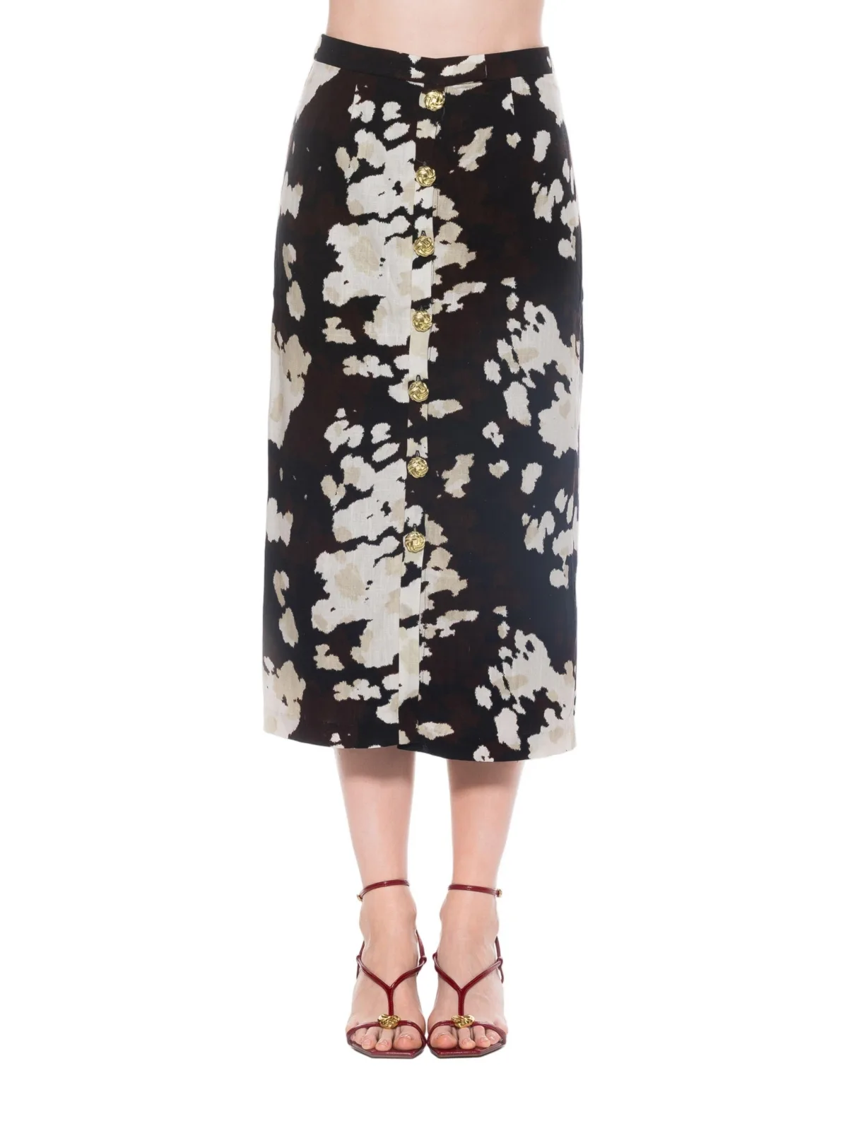 Carla Front Button Down Midi Skirt by Alexia Admor