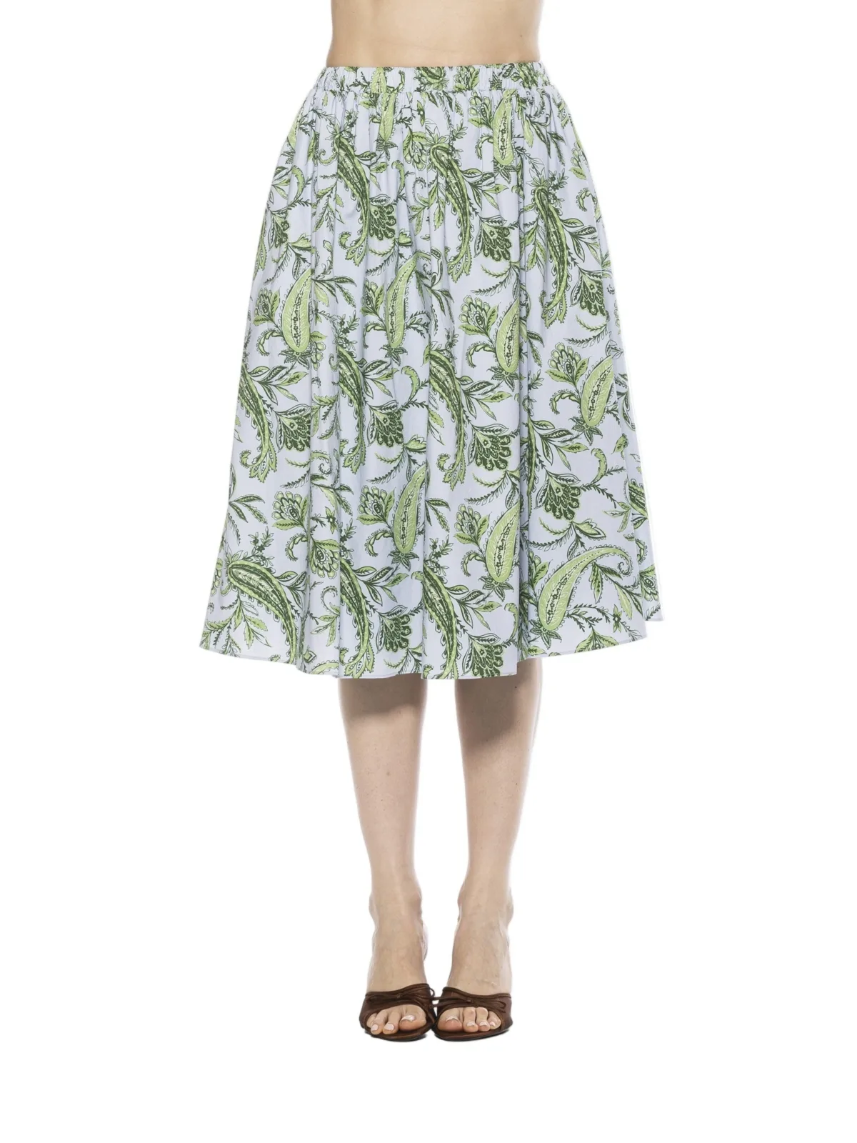 Isla Elastic Waist Shirred Midi Skirt by Alexia Admor