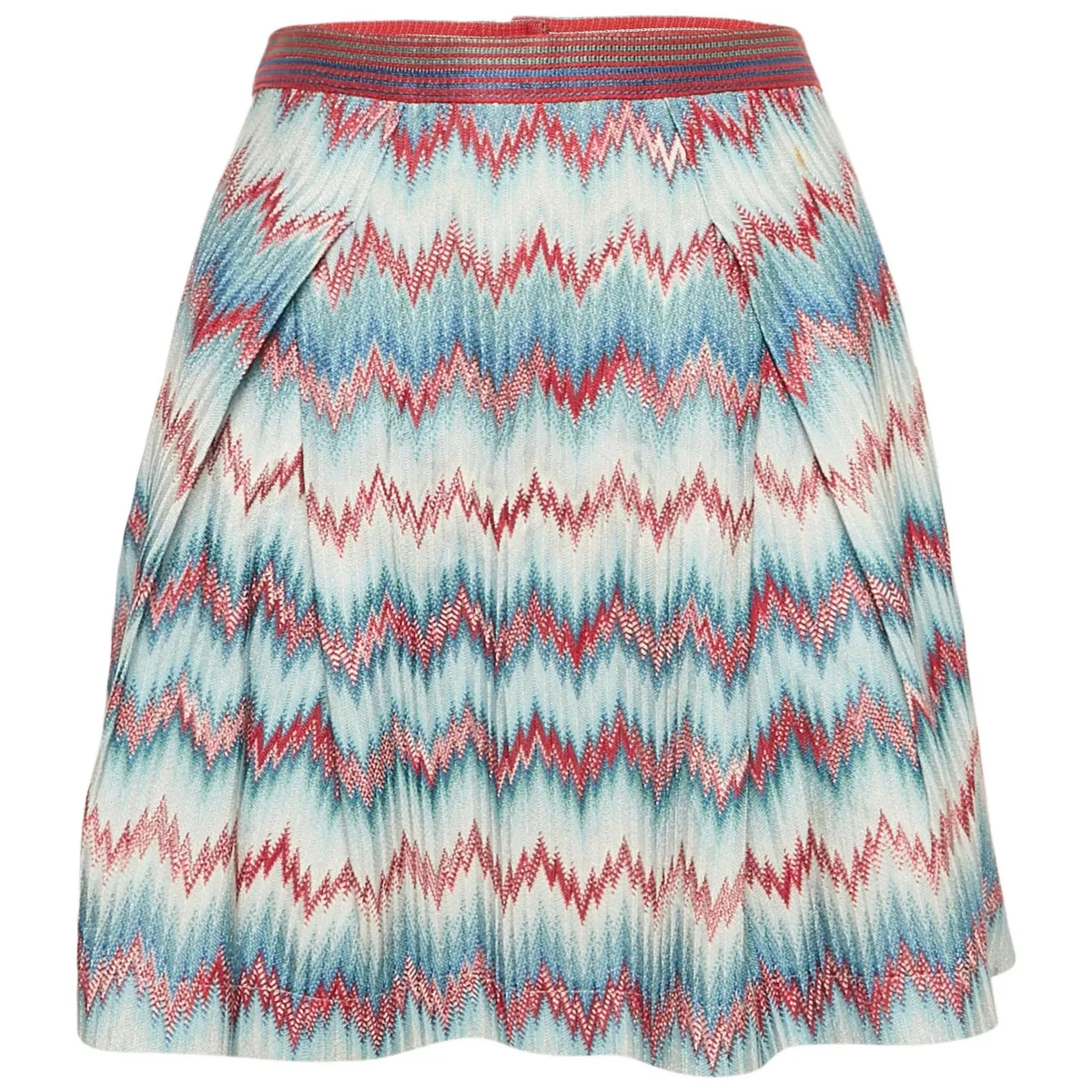 Blue Chevron Pattern Knit Mini Skirt by Pre-owned Missoni