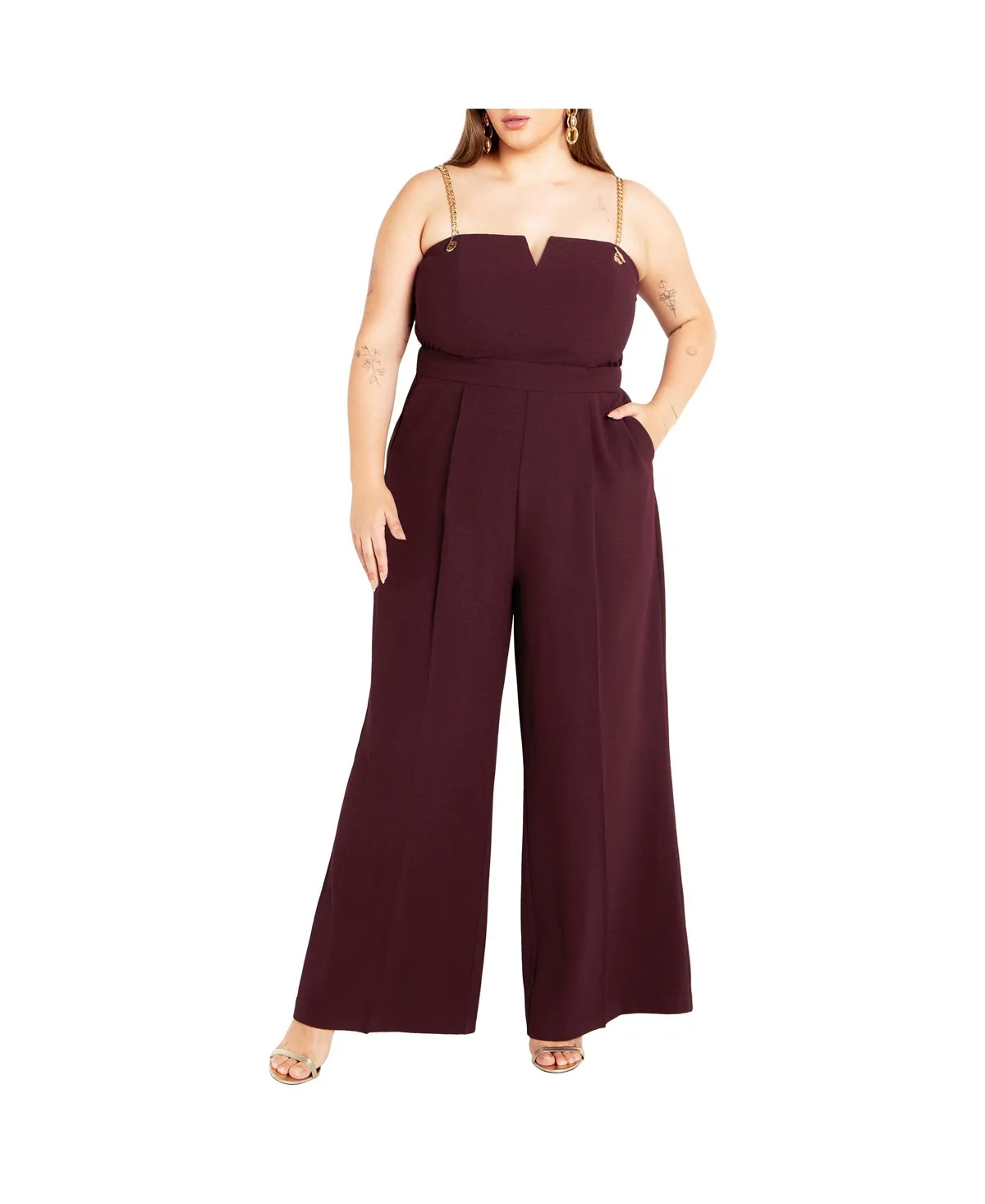 Ann Chain Sleeveless Wide Leg Jumpsuit by City Chic