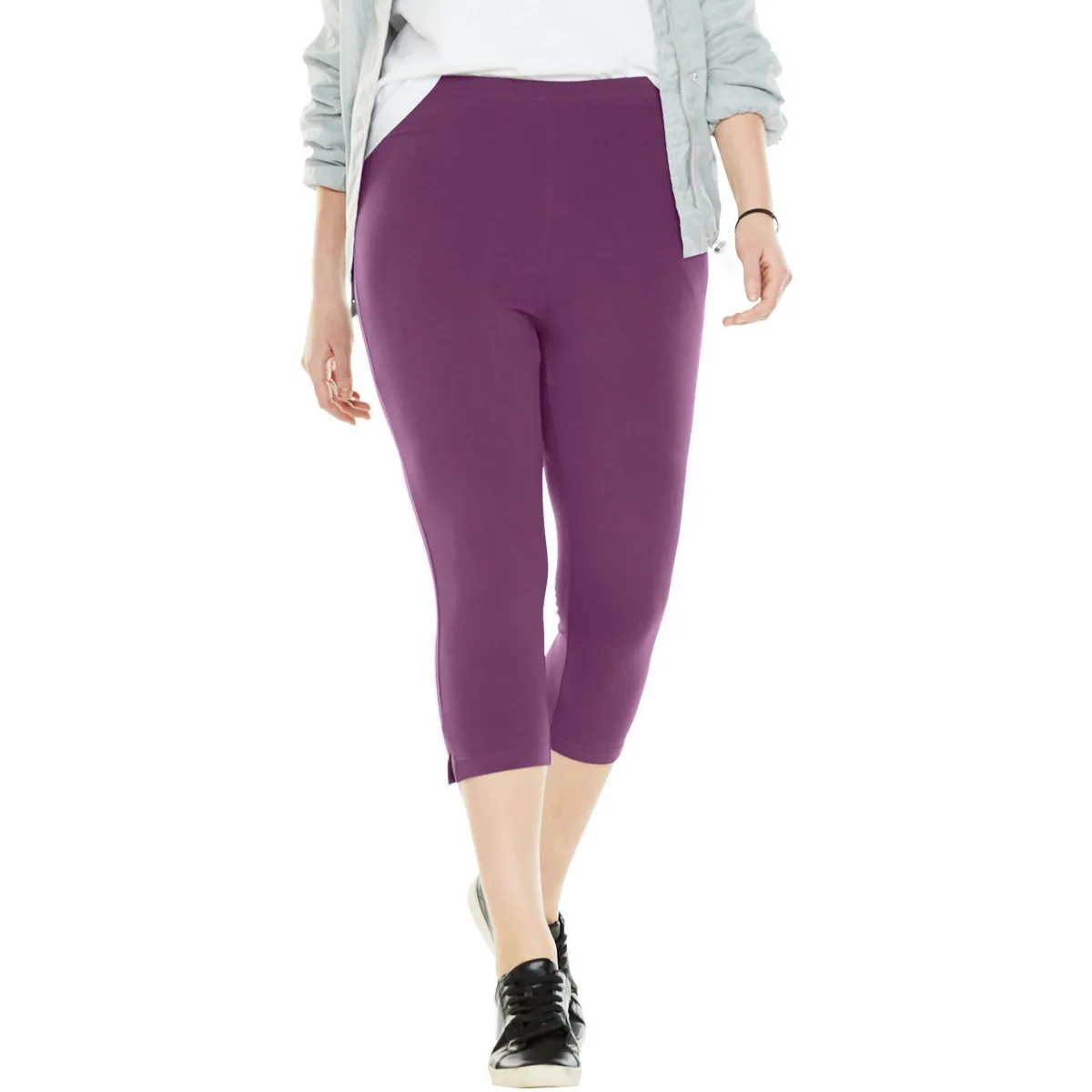 Within Stretch-Cotton Knit Pull-On Capri Leggings