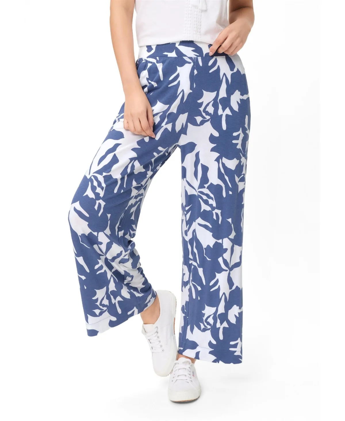 Abstract Floral Jersey Cropped Pant by Olsen