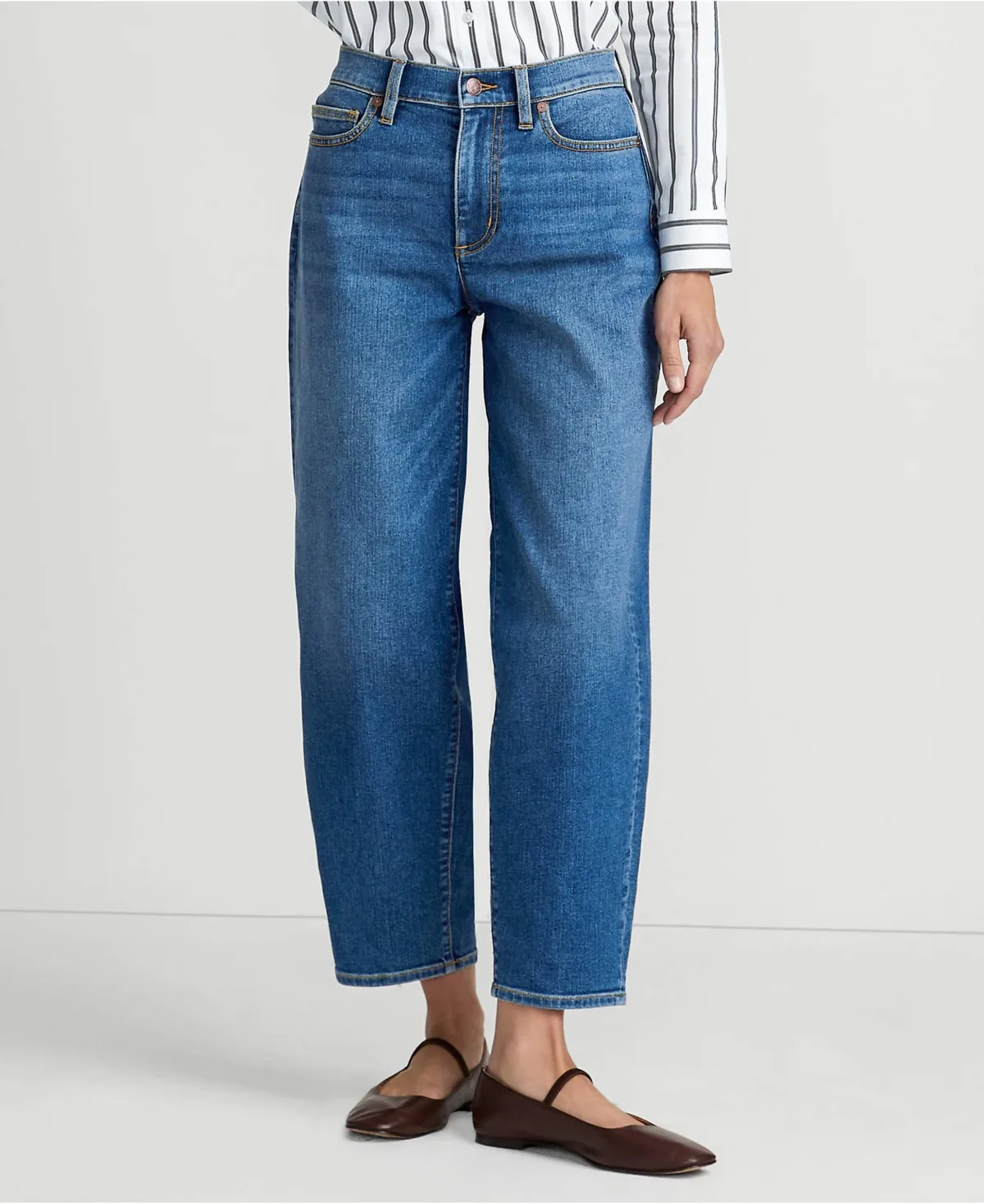 Recover High Rise Barrel Leg Ankle Jeans by Lands' End