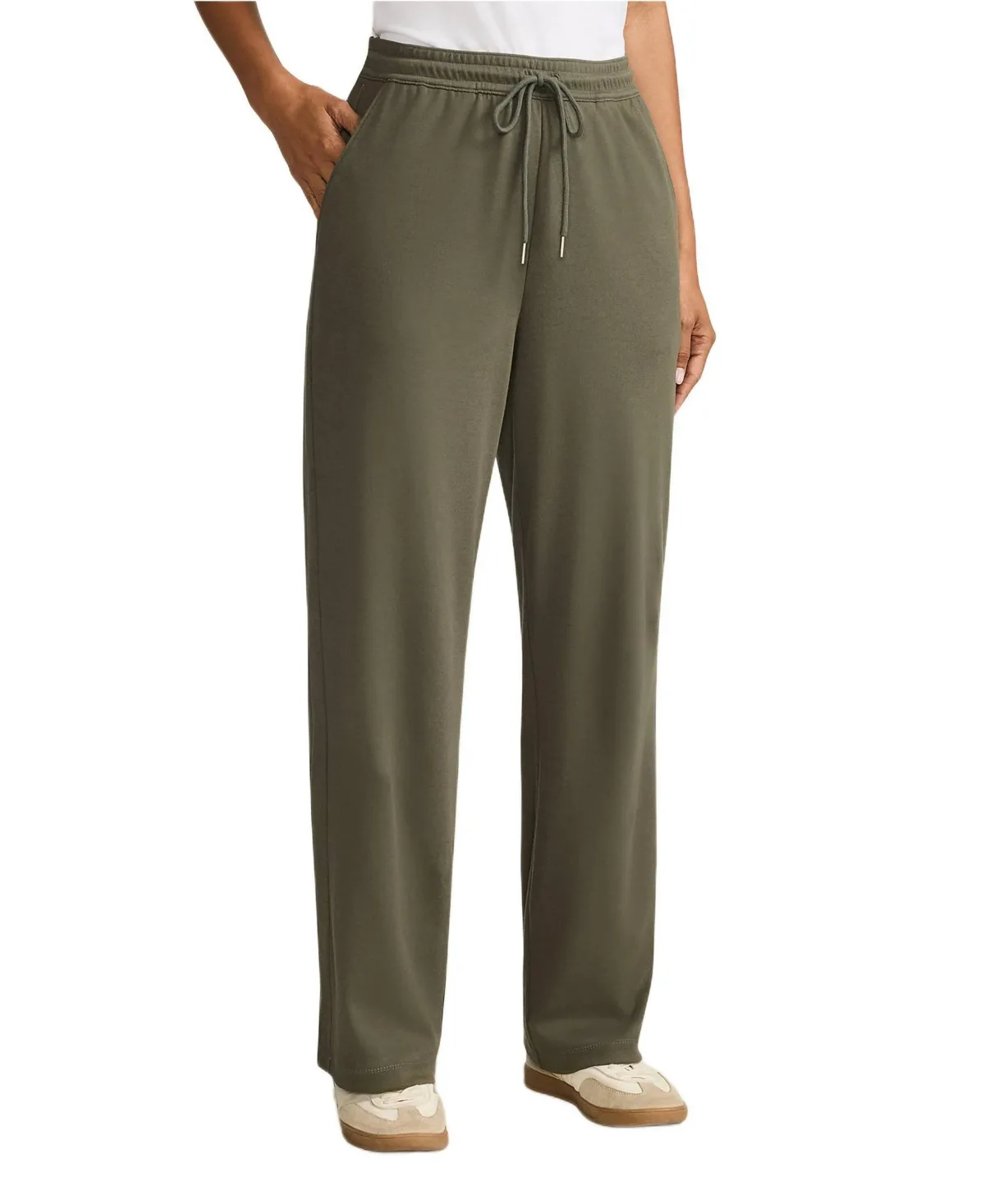 Sport Knit High Rise Pull on Relaxed Straight Leg Pants