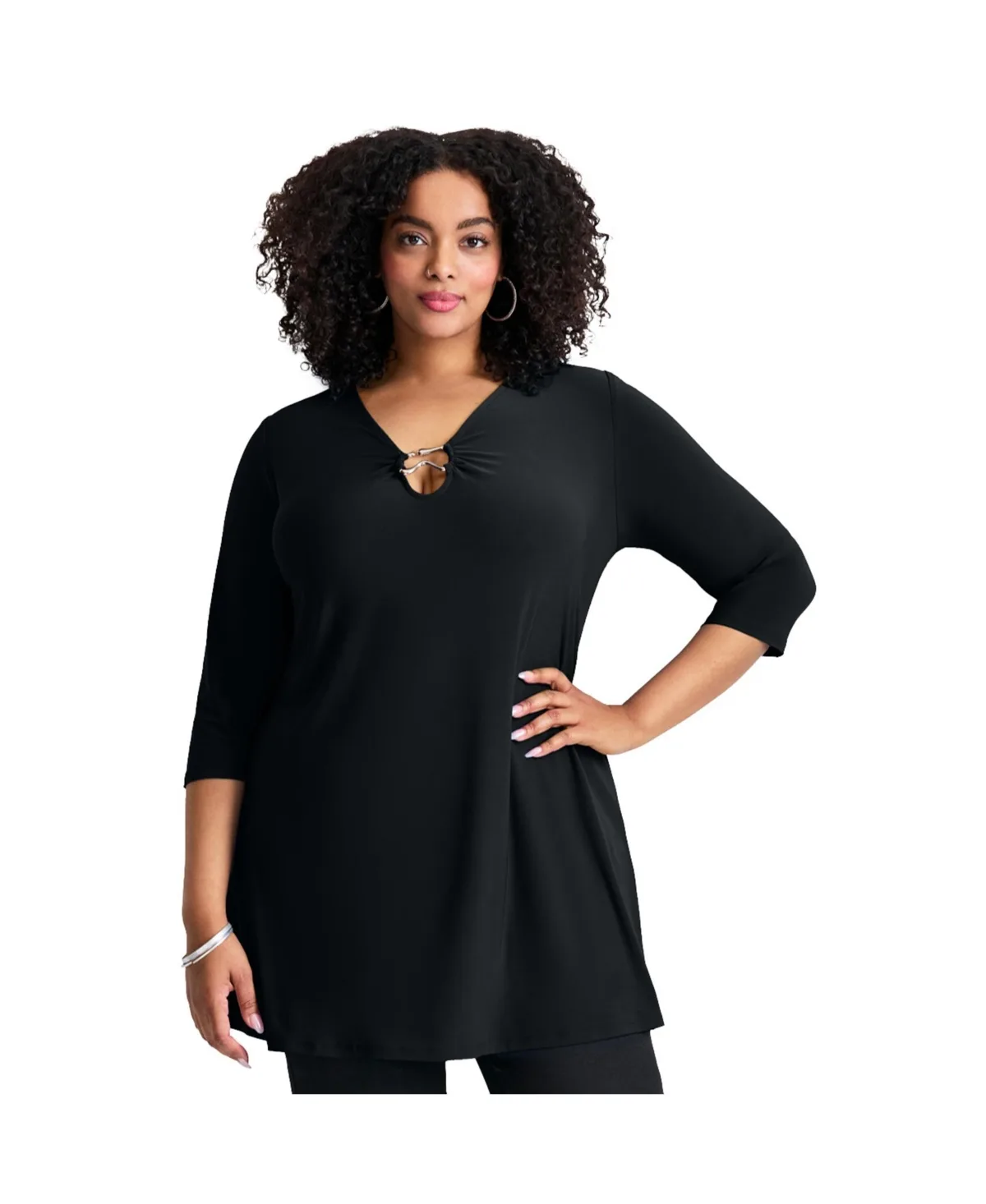 Ring Detail Tunic Top by Avenue
