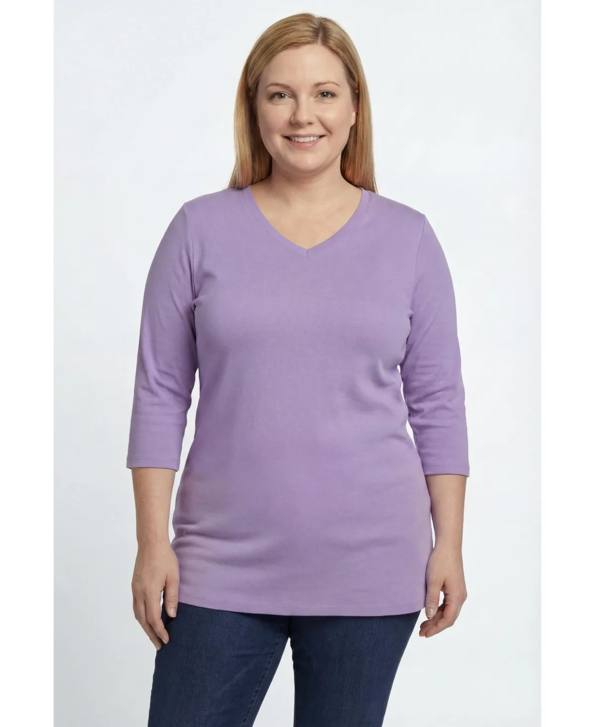 Within Perfect Three-Quarter Sleeve V-Neck Tunic by Woman Within