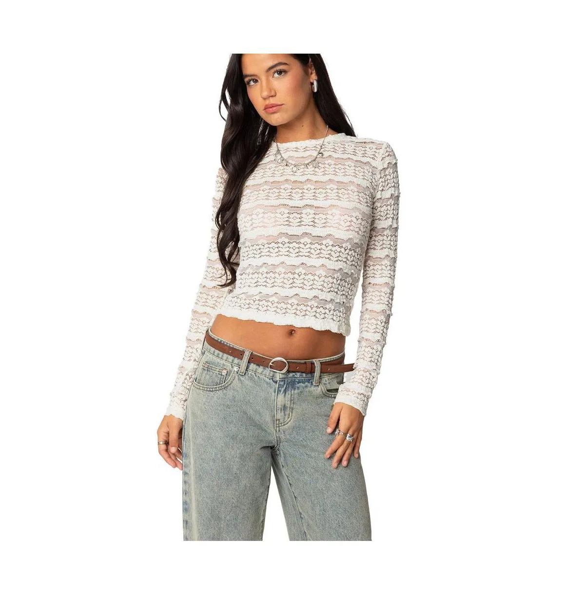 Daisey Textured Sheer Lace Top by Edikted