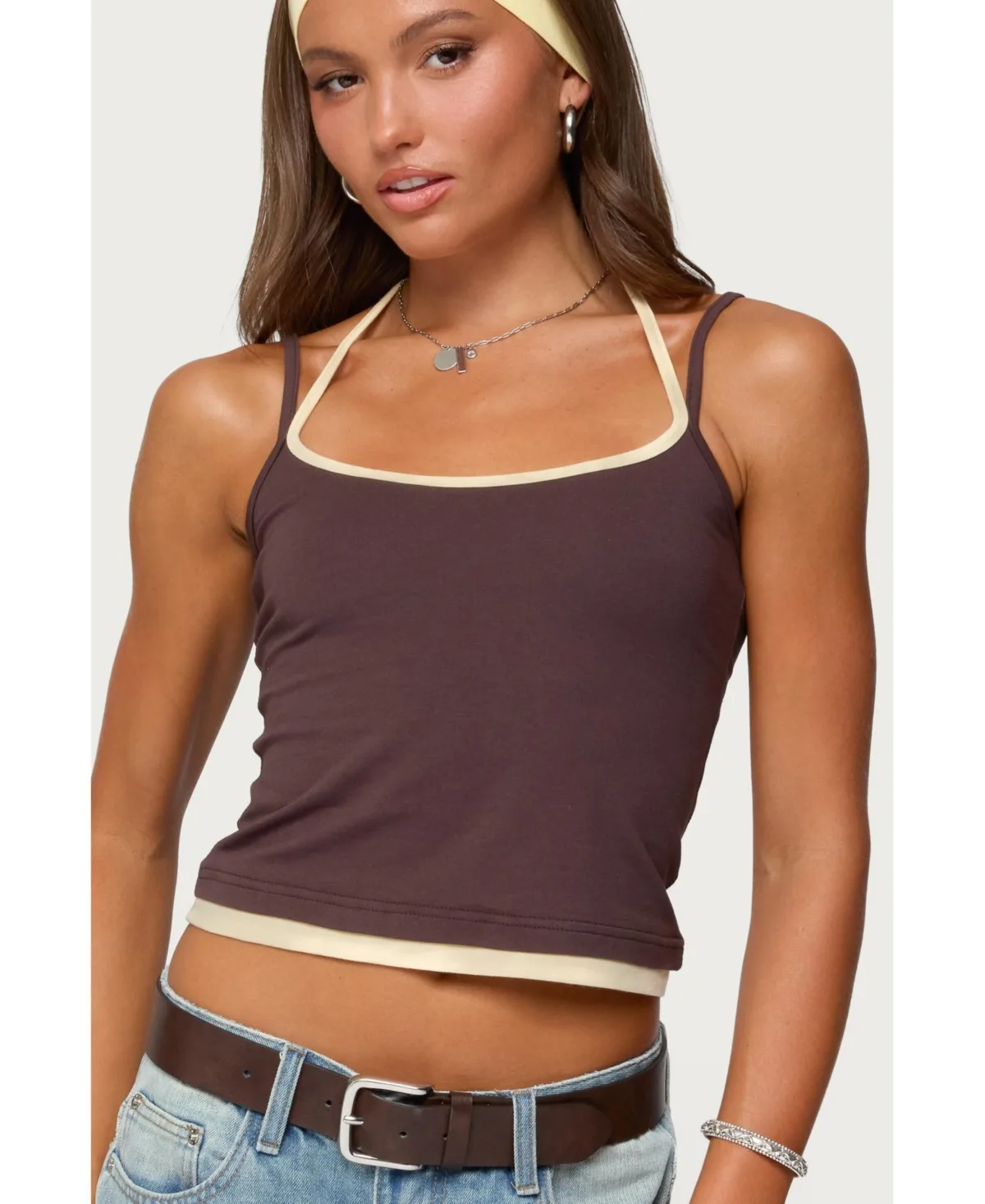 Roya Layered Halter Tank Top by Edikted