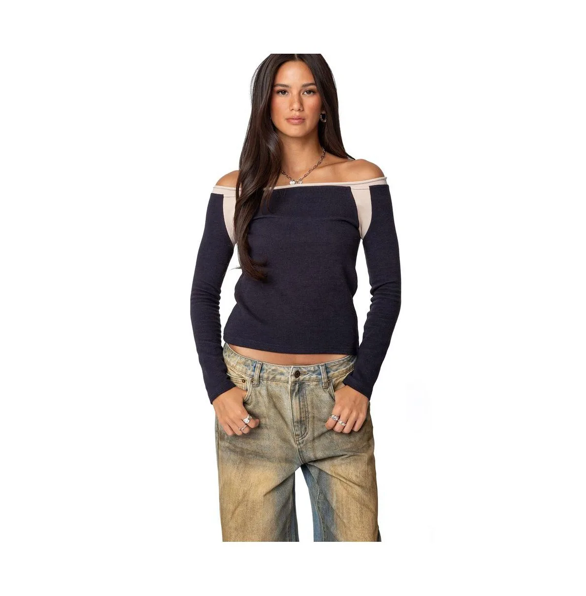 Off Shoulder Thermal Top by Edikted