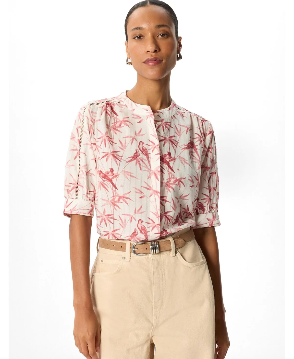 Tropical Bird Textured Shirt by Whistles