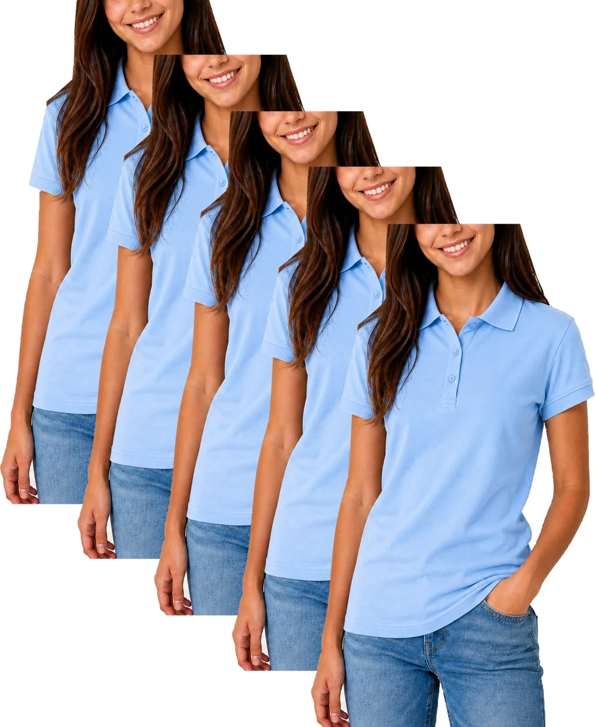 Short Sleeve School Uniform Pique Polo Shirt 5-Pack by Galaxy By Harvic