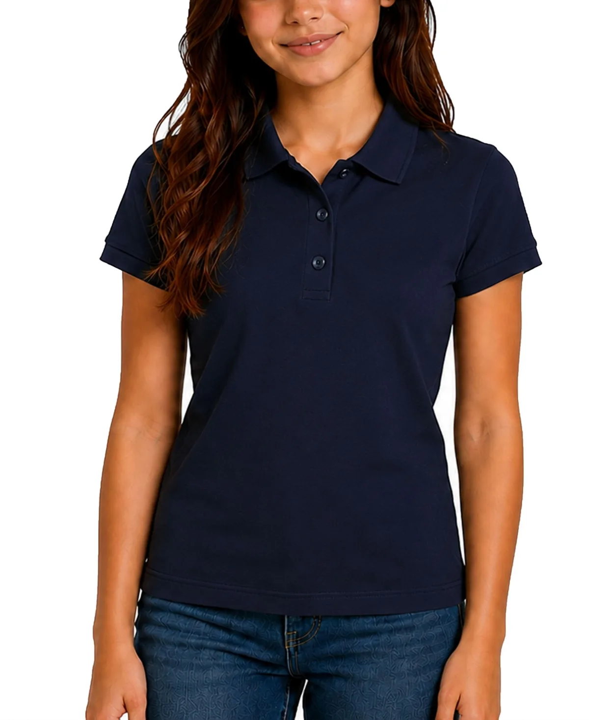 3-Button Short Sleeve Stretch Pique Polo Shirt School Uniform by Jump Start