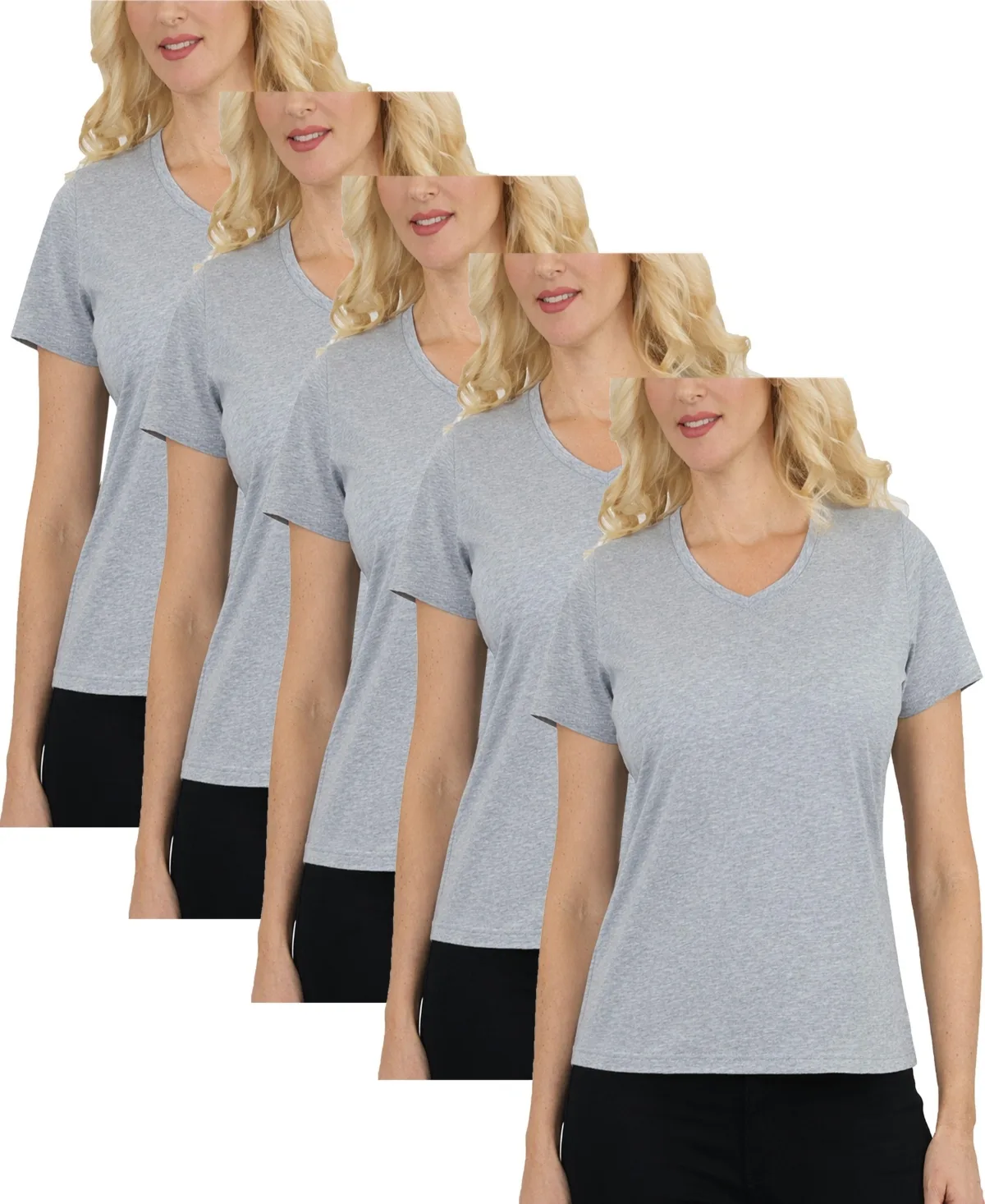 Divatee Relaxed Fit V-Neck Short Sleeve T-Shirt - 5 Pack by Galaxy By Harvic
