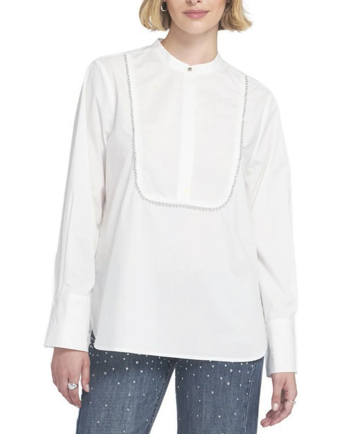 Beaded Shirt Blouse Top by Elle Collection
