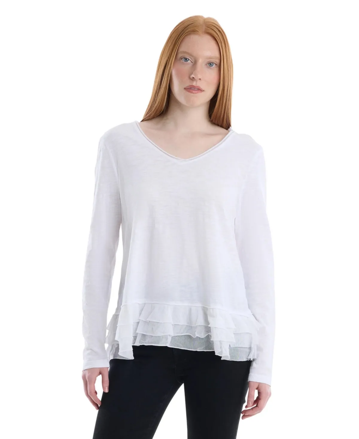 V-Neck Mixed Media Long Sleeve by Wilt