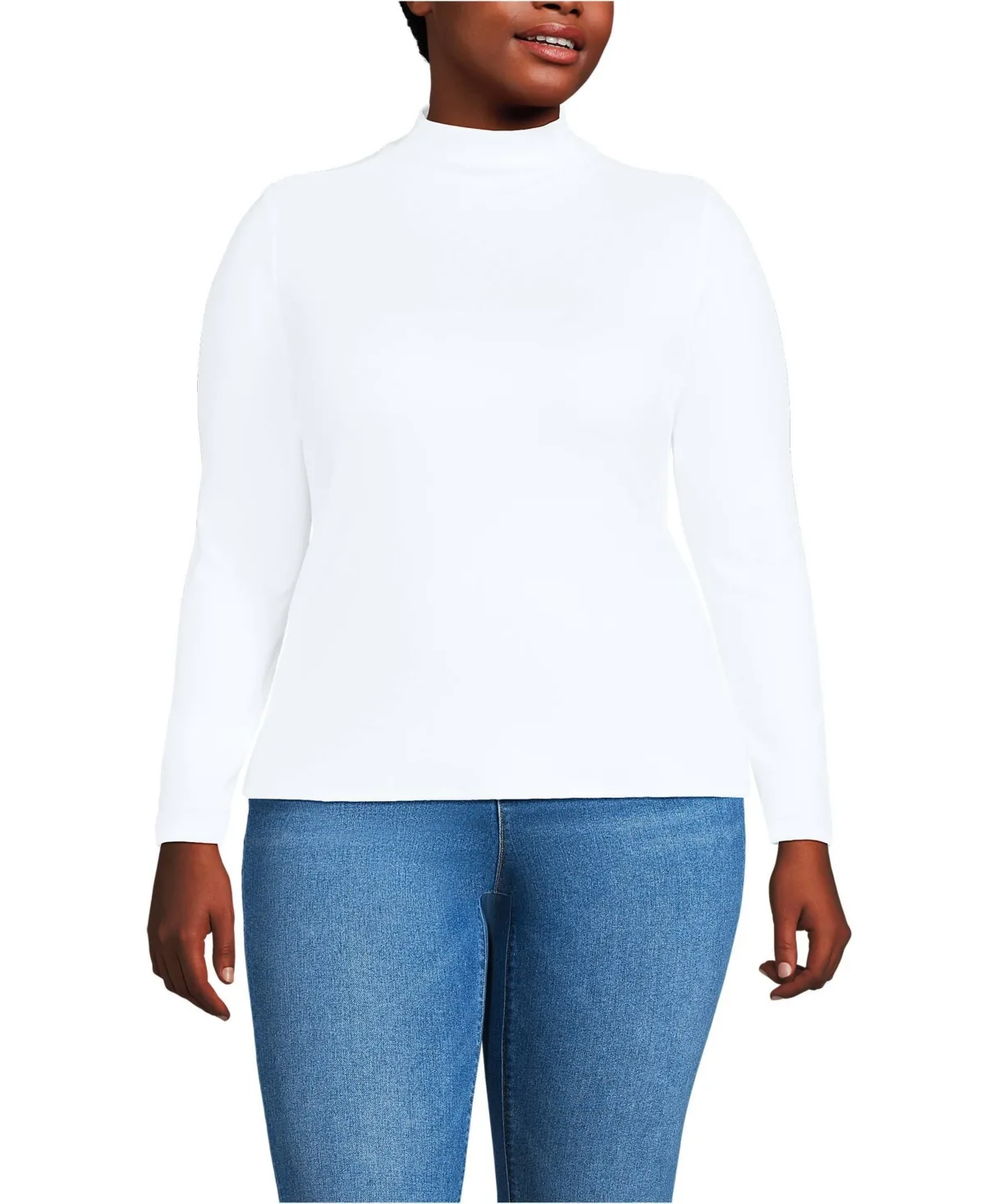 Drapey Rib Skimming Long Sleeve Mock Neck by Lands' End