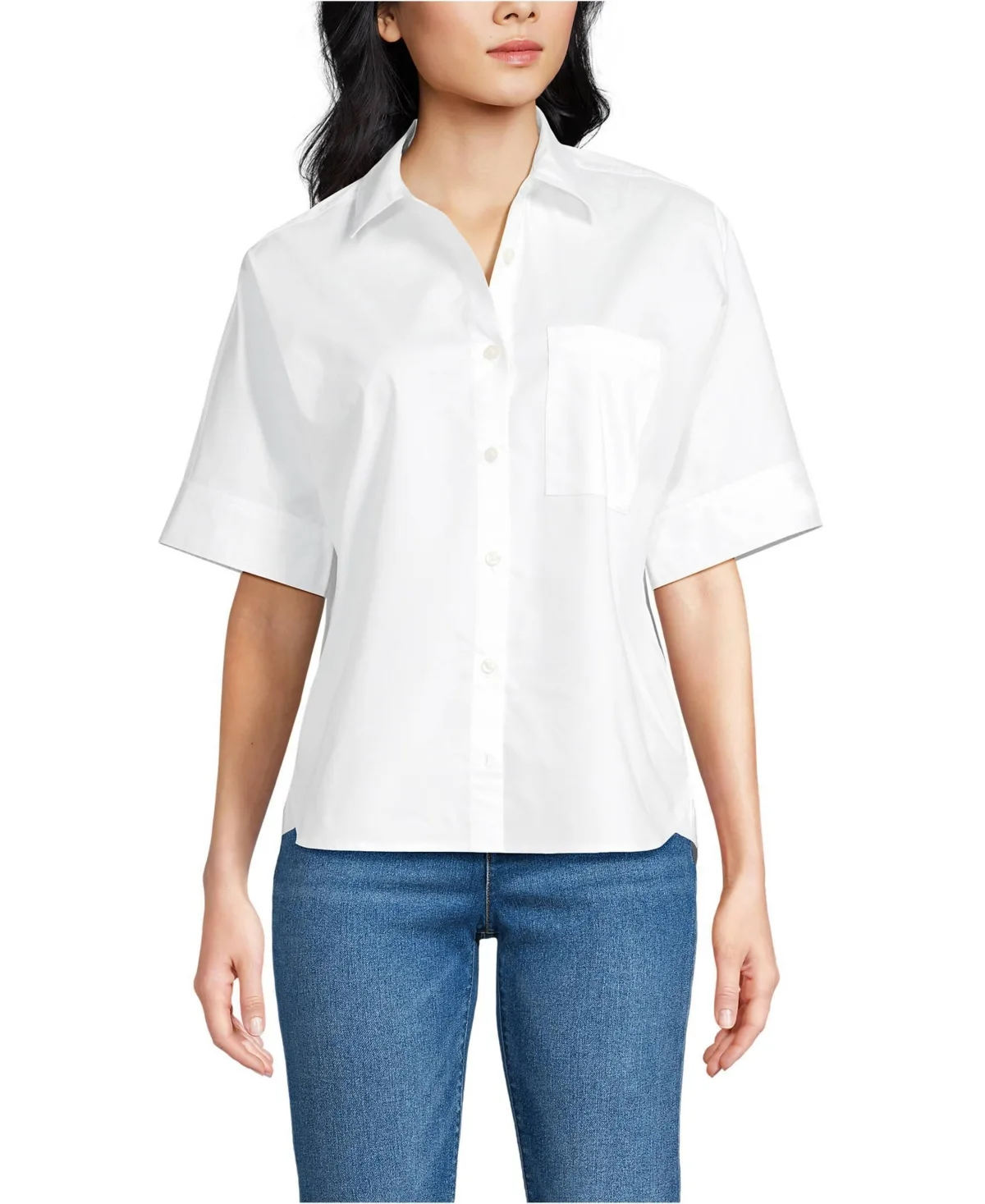 Cooling Elbow Sleeve Button Front Shirt by Lands' End