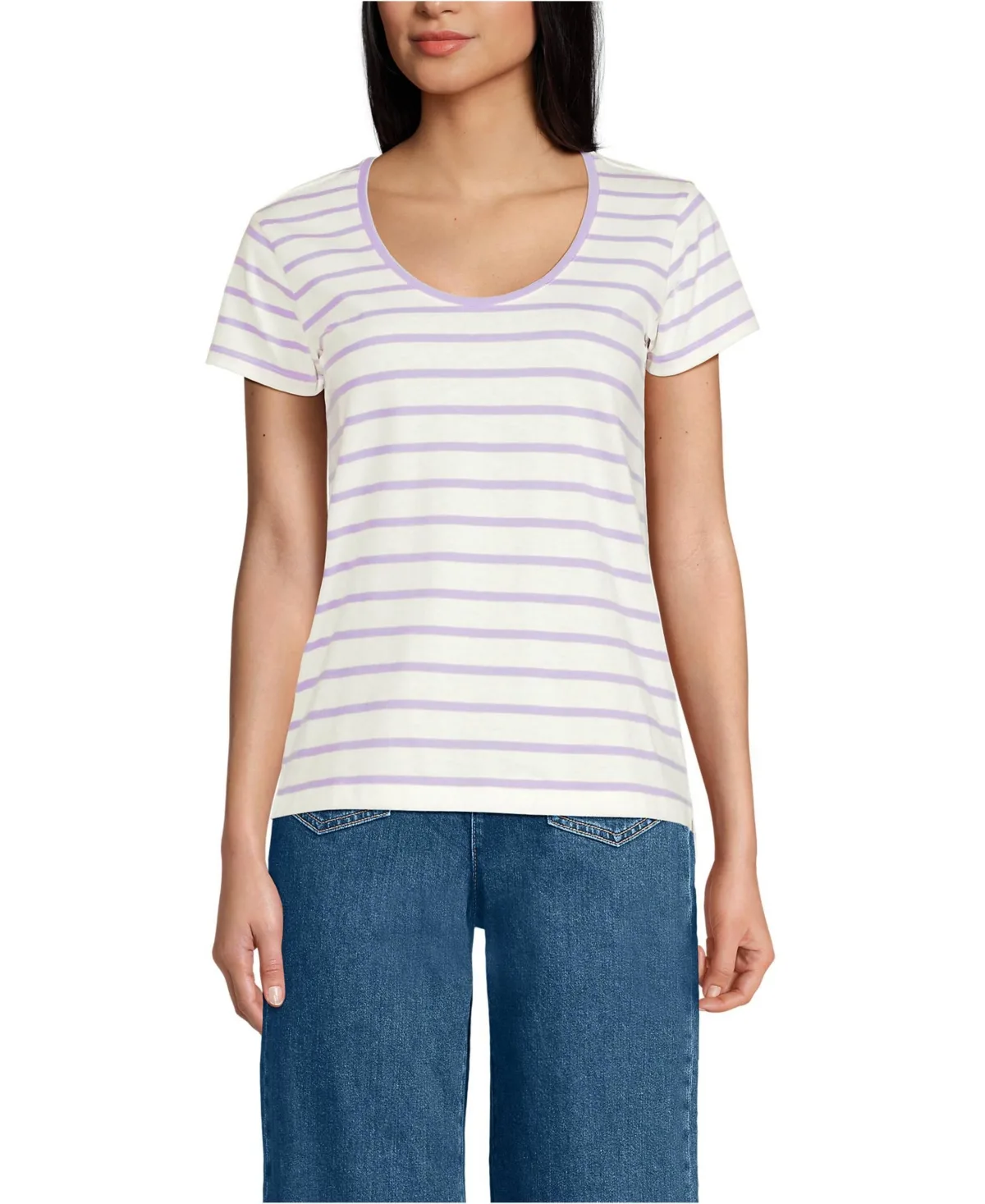 Supima Cotton Short Sleeve Scoop Neck Tee by Lands' End