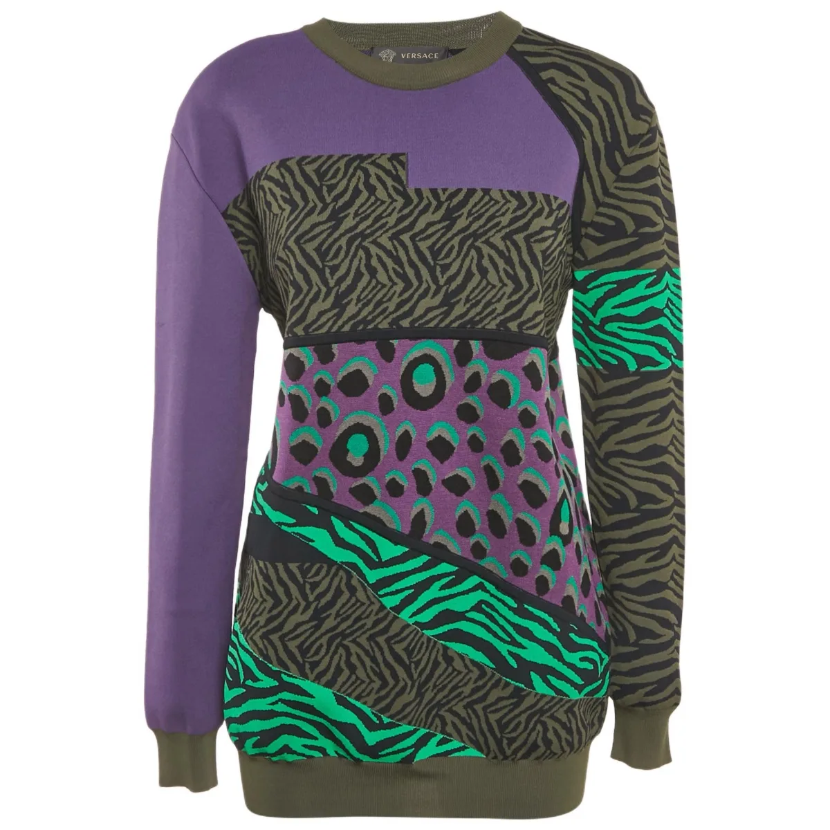 Multicolor Animal Print Jersey Sweatshirt by Pre-owned Versace