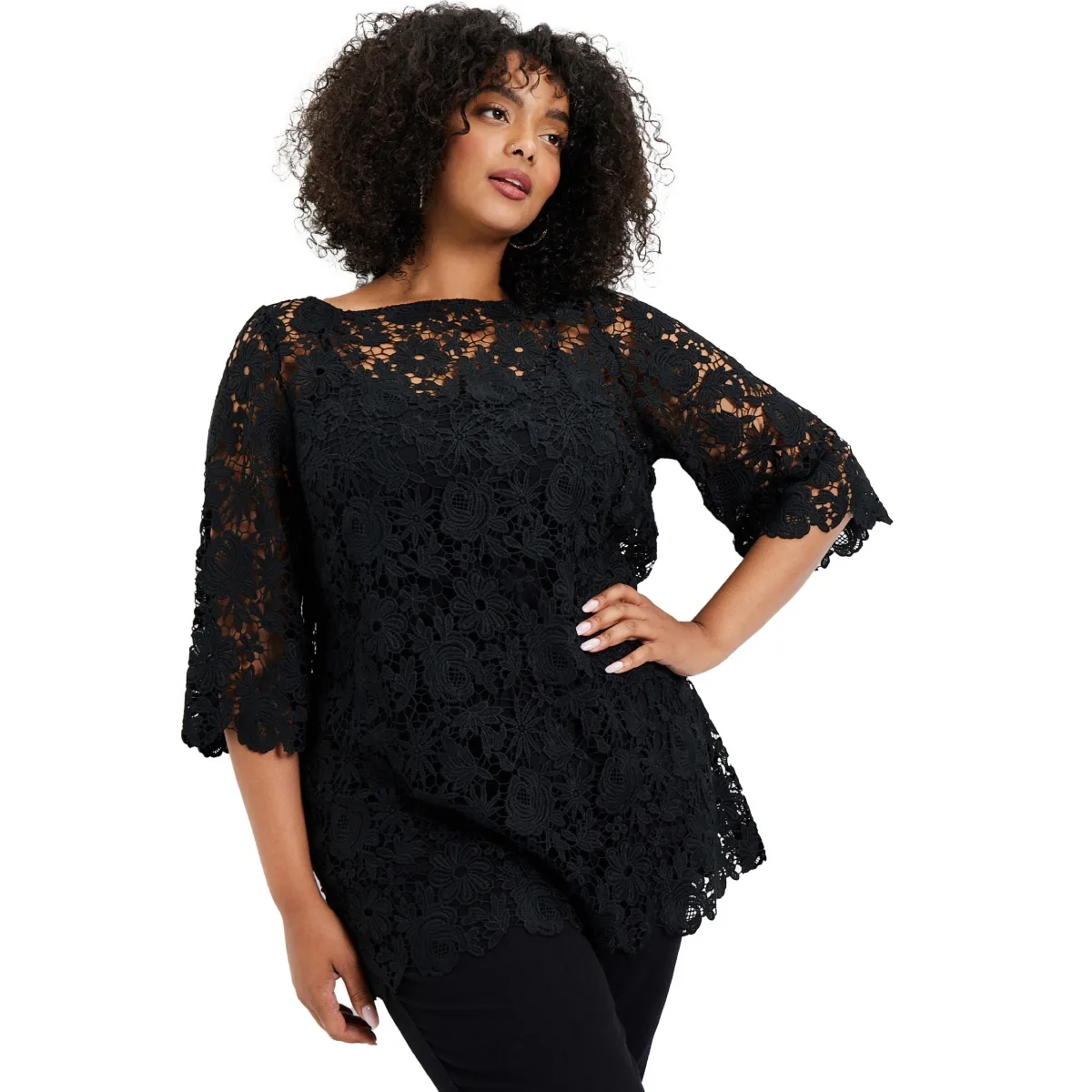 June + Vie Allover Lace Top by June & Vie